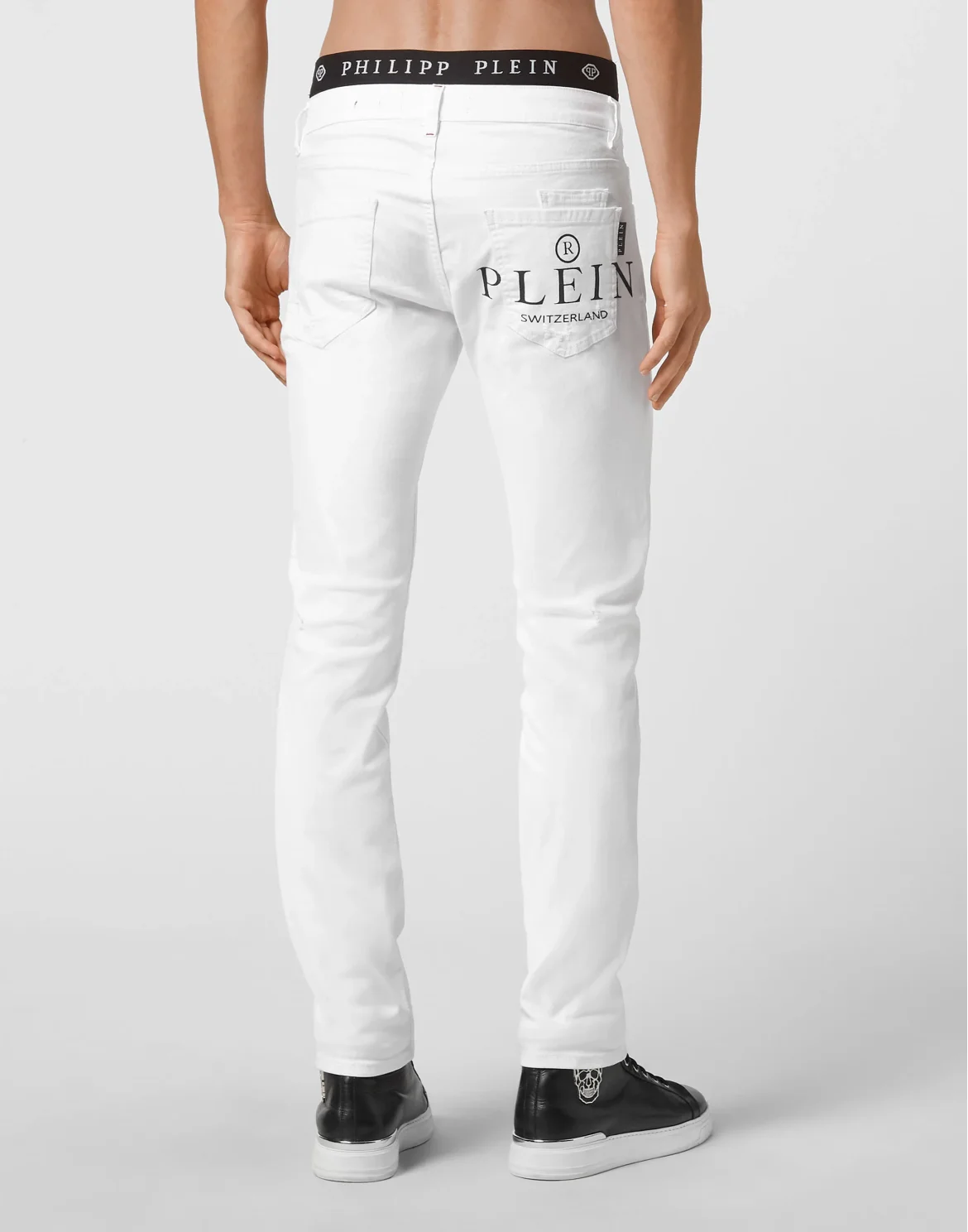 Denim Trousers Straight Cut Supreme Iconic Plein, цвет: Белый