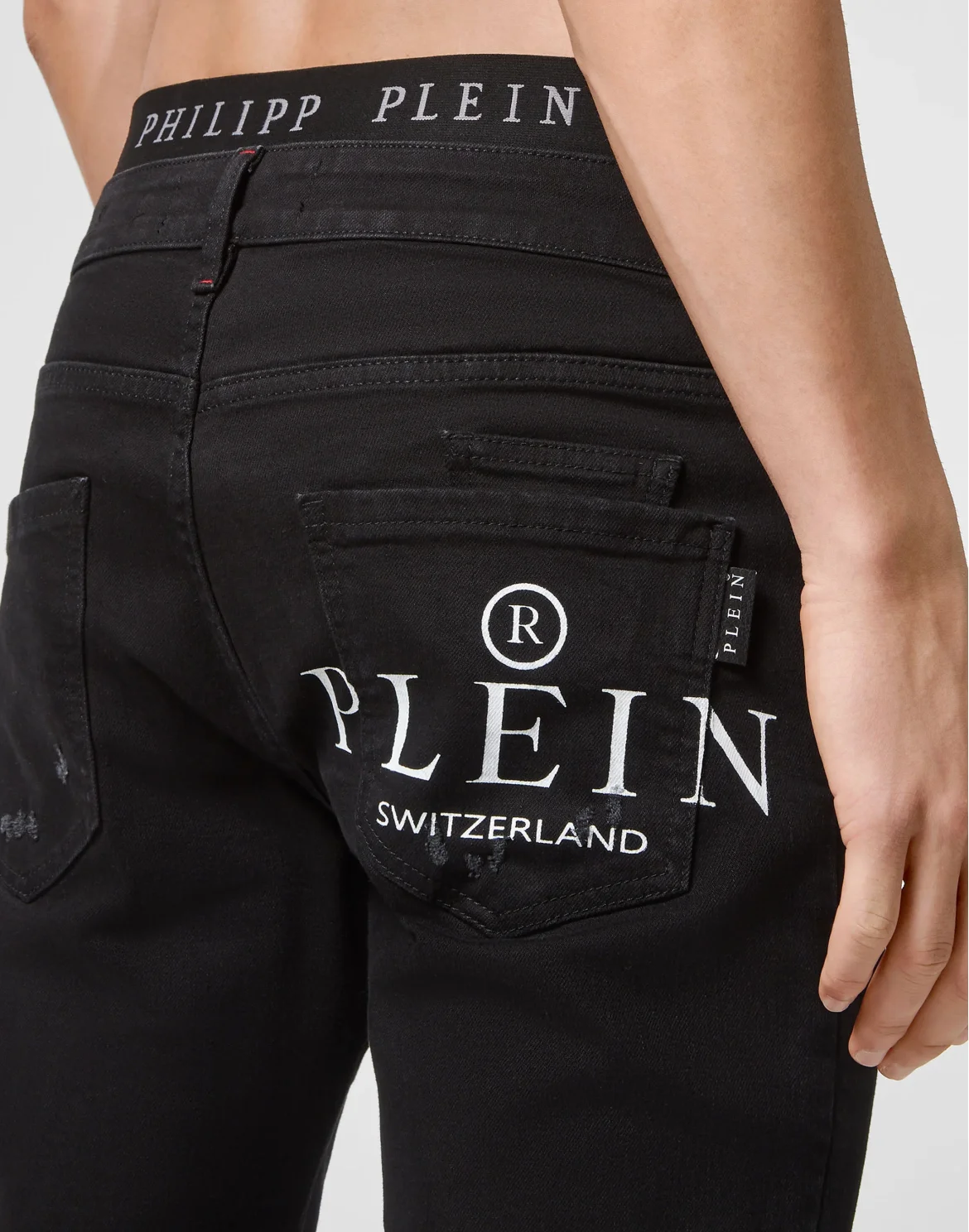 Denim Trousers Straight Cut Supreme Iconic Plein, цвет: Черный