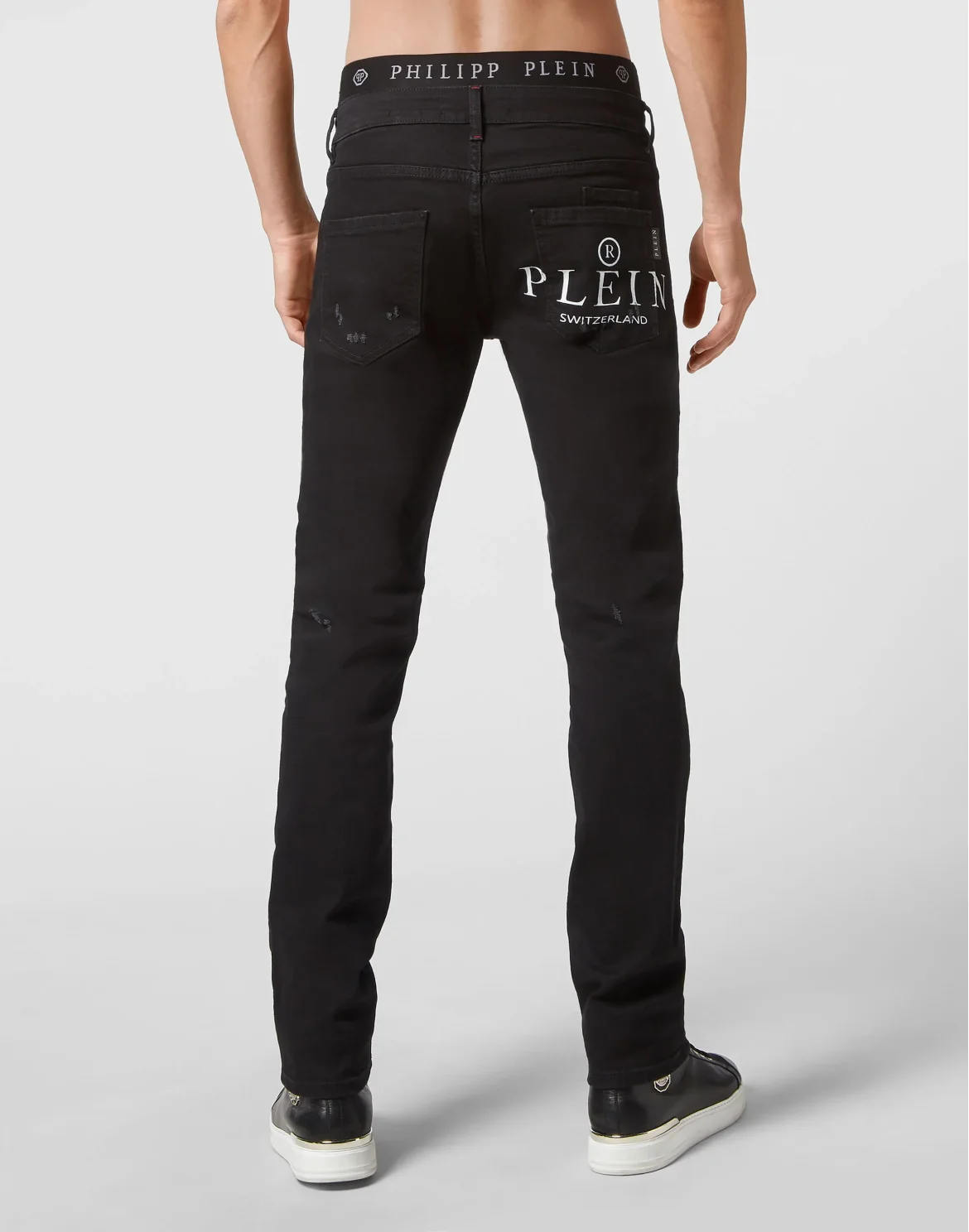 Denim Trousers Straight Cut Supreme Iconic Plein, цвет: Черный