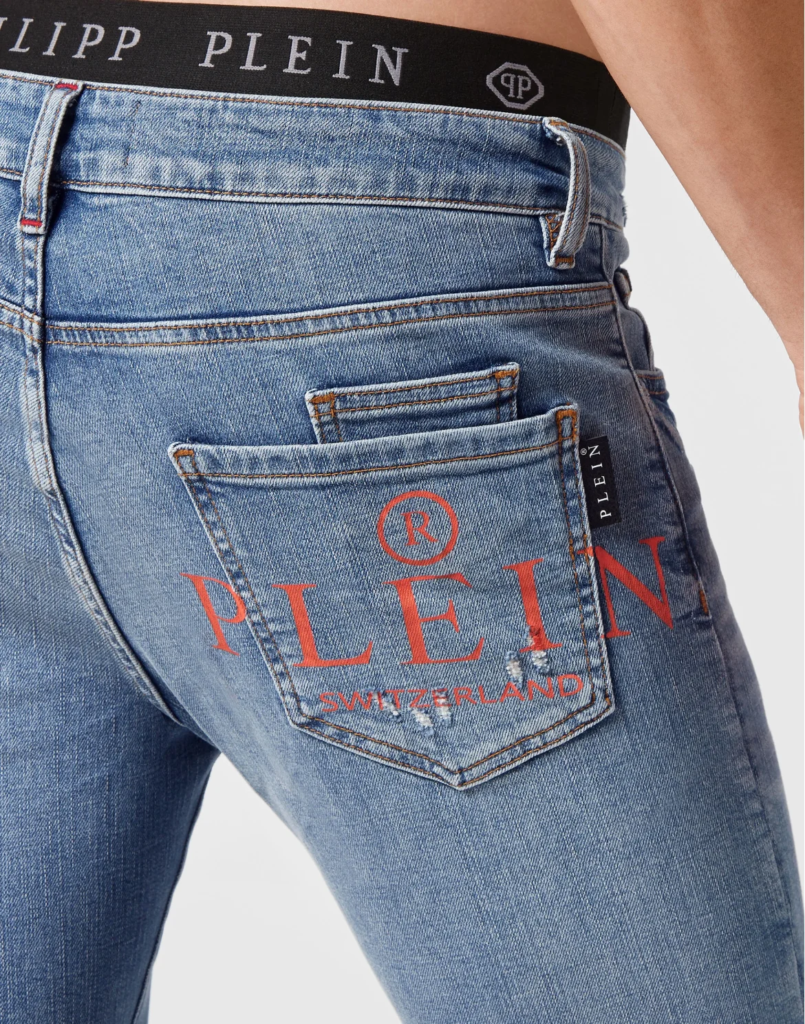 Denim Trousers Straight Cut Supreme Iconic Plein, цвет: Синий
