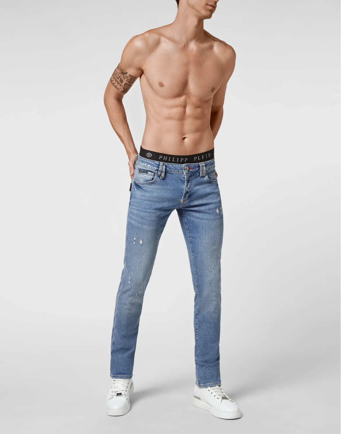 Denim Trousers Straight Cut Supreme Iconic Plein, цвет: Синий