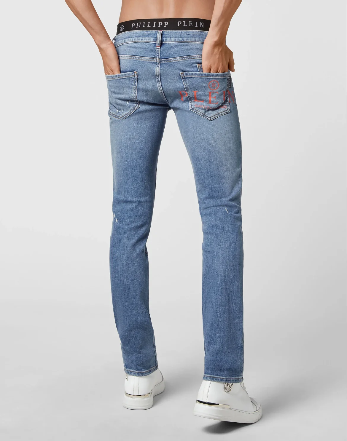 Denim Trousers Straight Cut Supreme Iconic Plein, цвет: Синий
