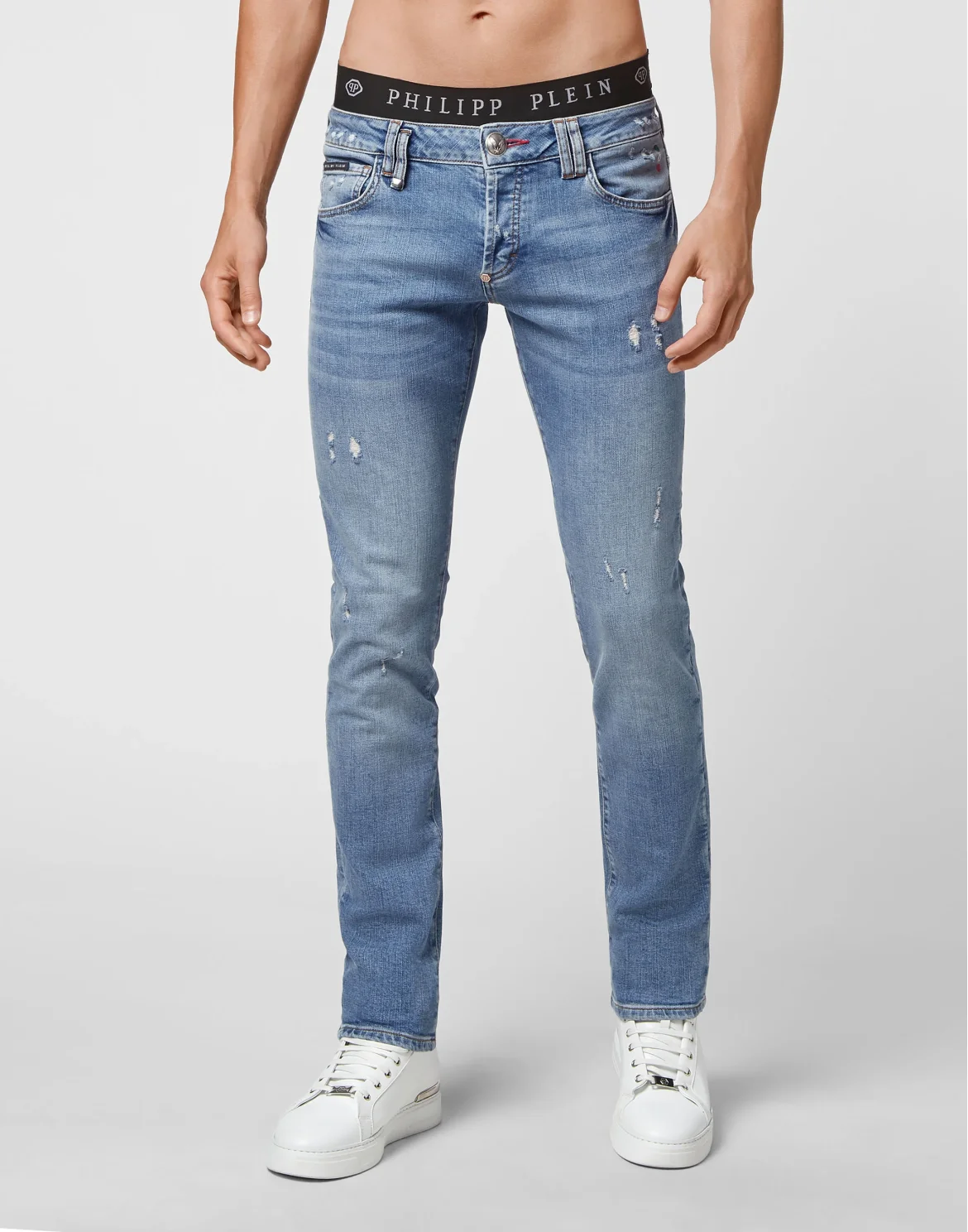 Denim Trousers Straight Cut Supreme Iconic Plein, цвет: Синий