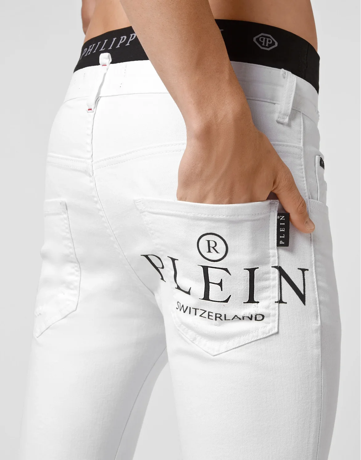 Denim Trousers Skinny Destroyed Iconic Plein, цвет: Белый