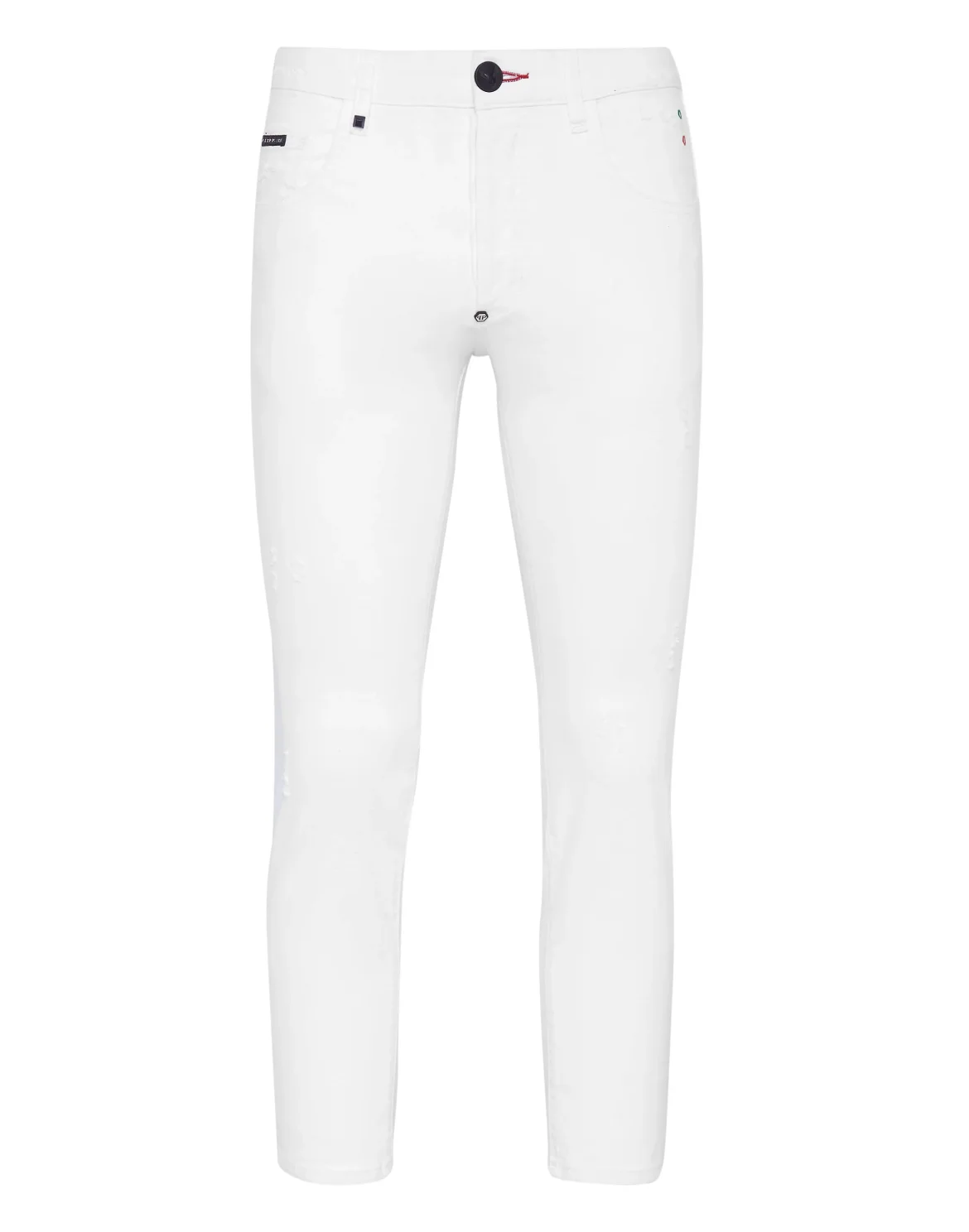 Denim Trousers Skinny Destroyed Iconic Plein, цвет: Белый