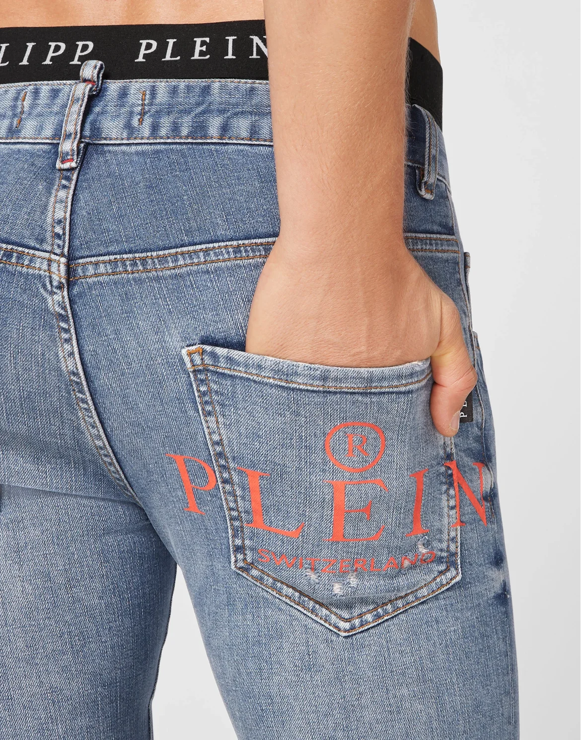 Denim Trousers Skinny Destroyed Iconic Plein, цвет: Синий