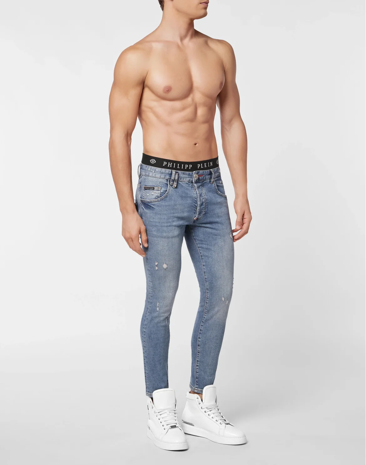 Denim Trousers Skinny Destroyed Iconic Plein, цвет: Синий