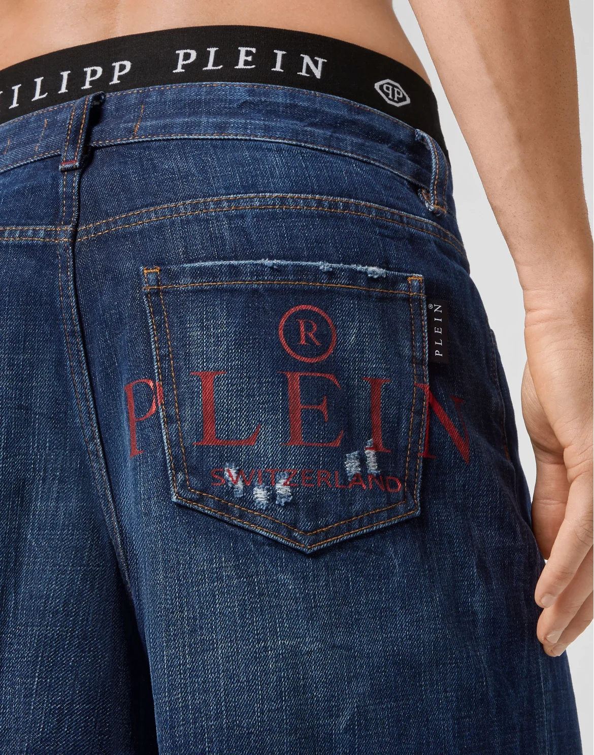 Denim Capri Shorts Iconic Plein, цвет: Синий
