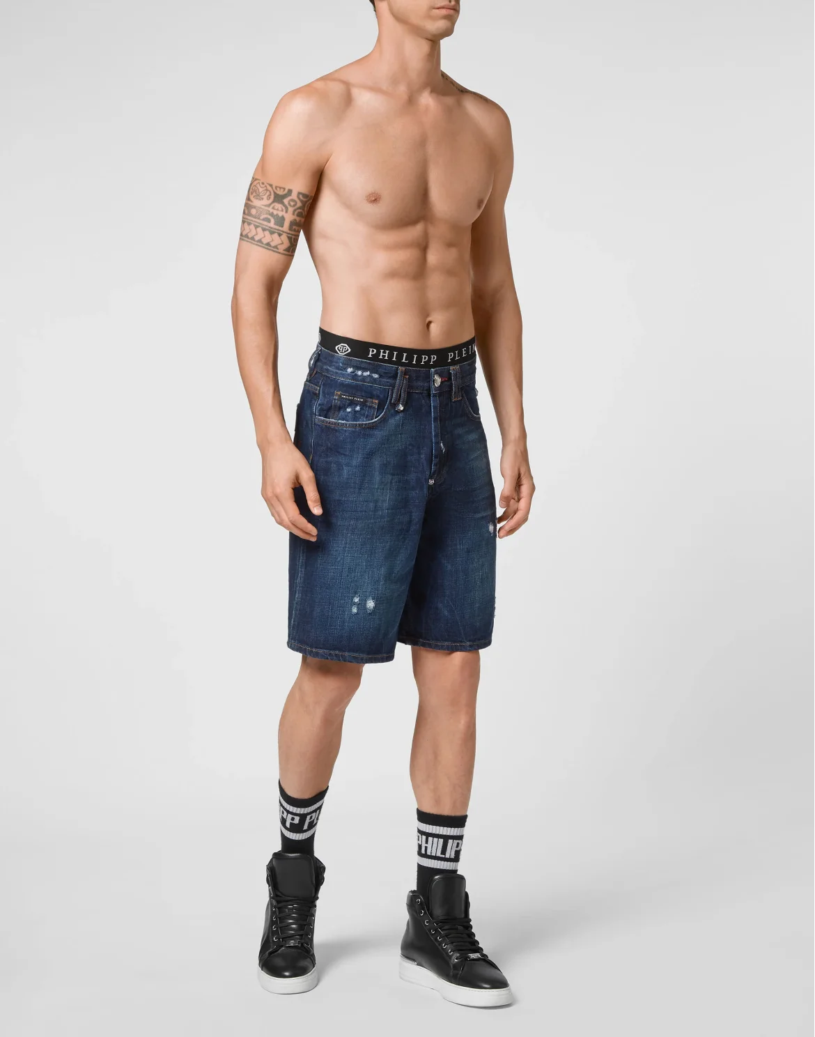 Denim Capri Shorts Iconic Plein, цвет: Синий