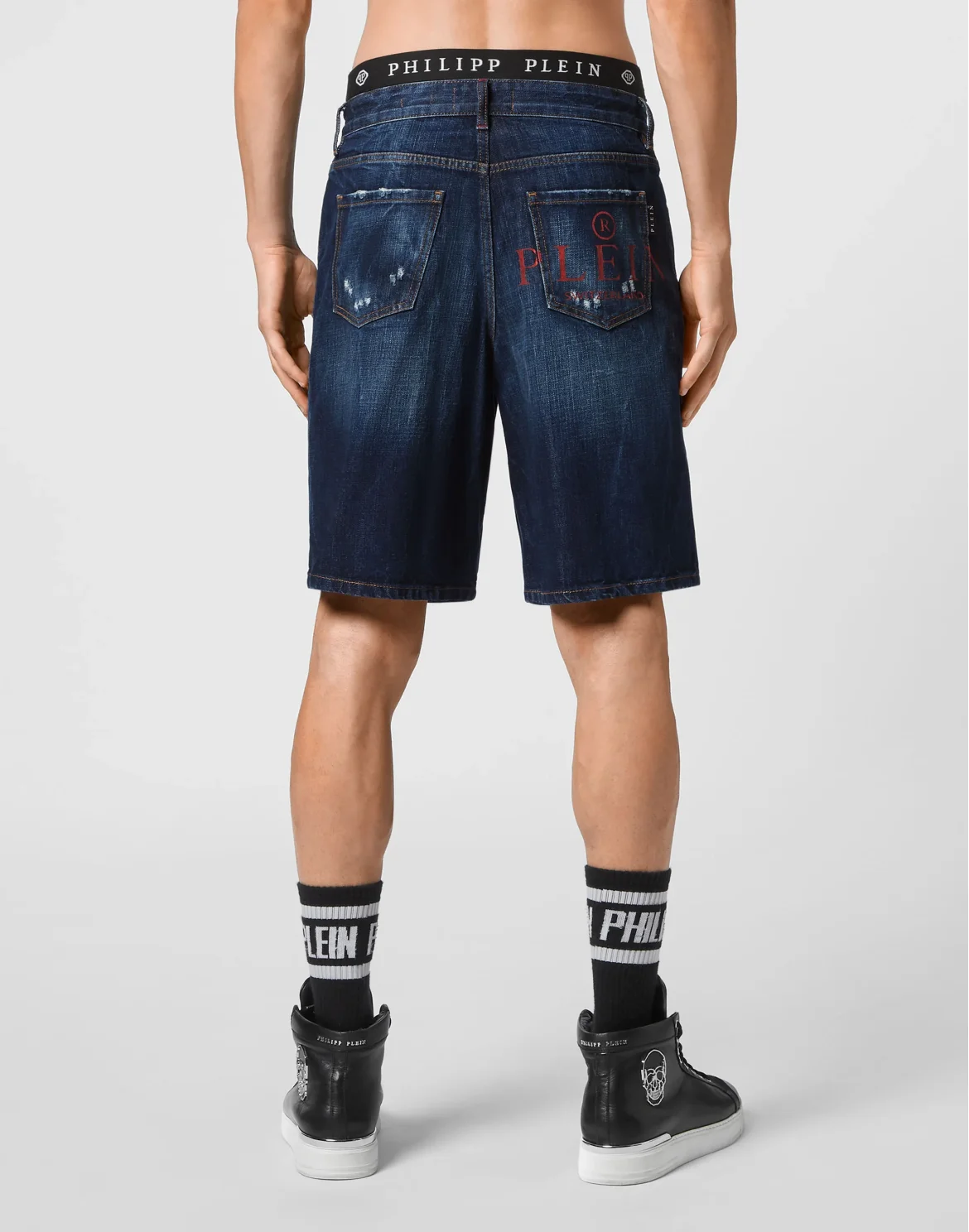 Denim Capri Shorts Iconic Plein, цвет: Синий