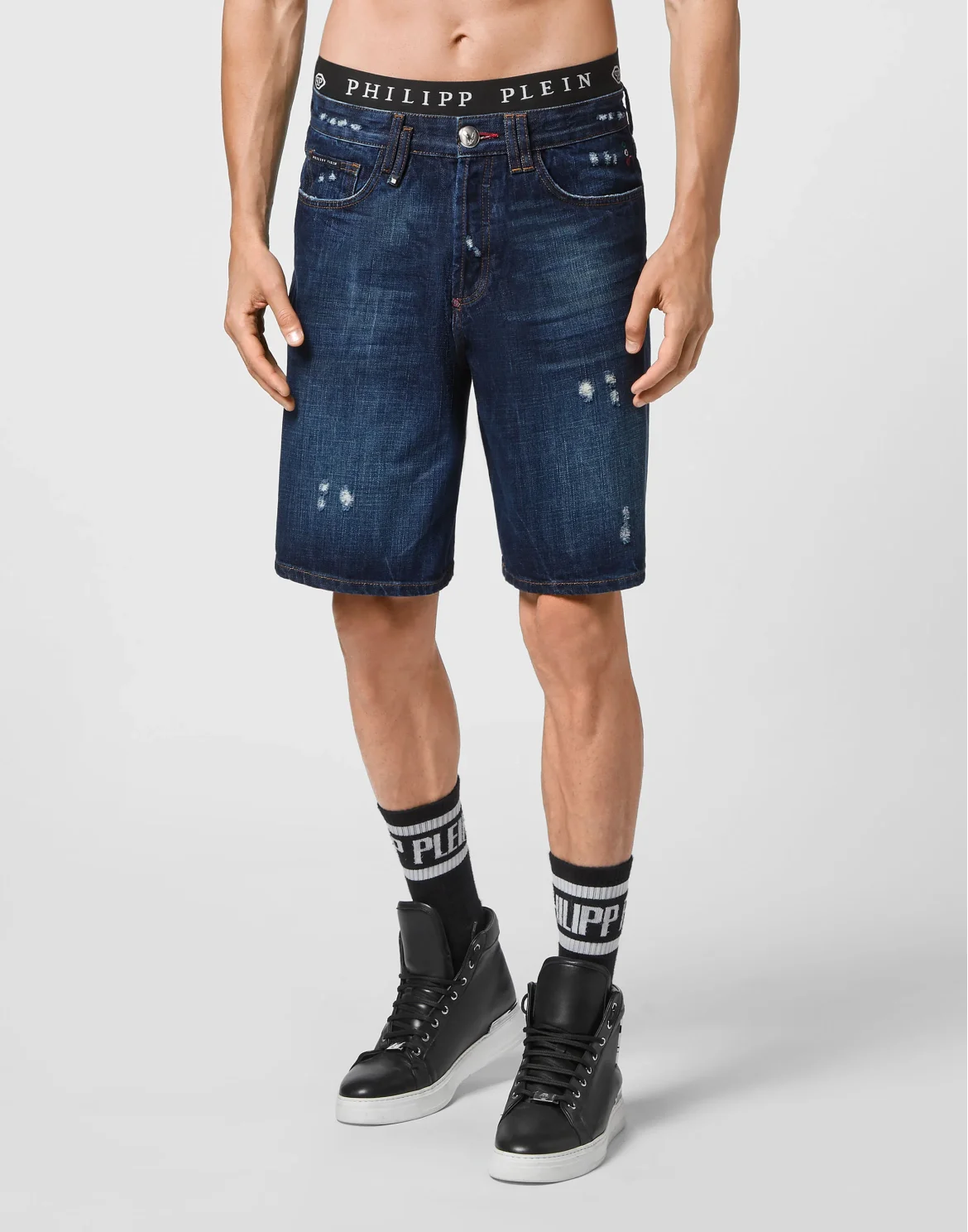 Denim Capri Shorts Iconic Plein, цвет: Синий