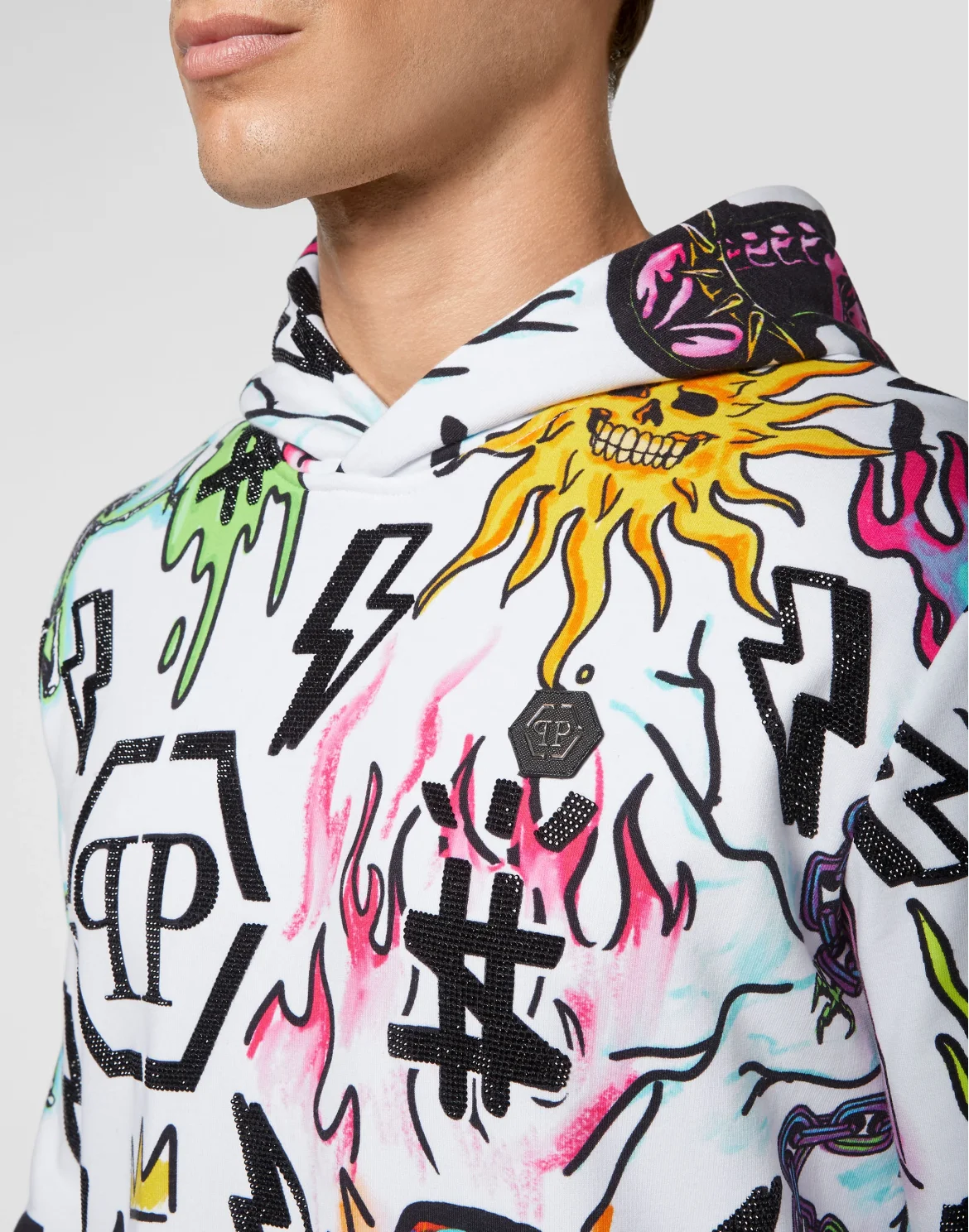 Double Hoodie sweatshirt Tattoo Monogram, цвет: Белый