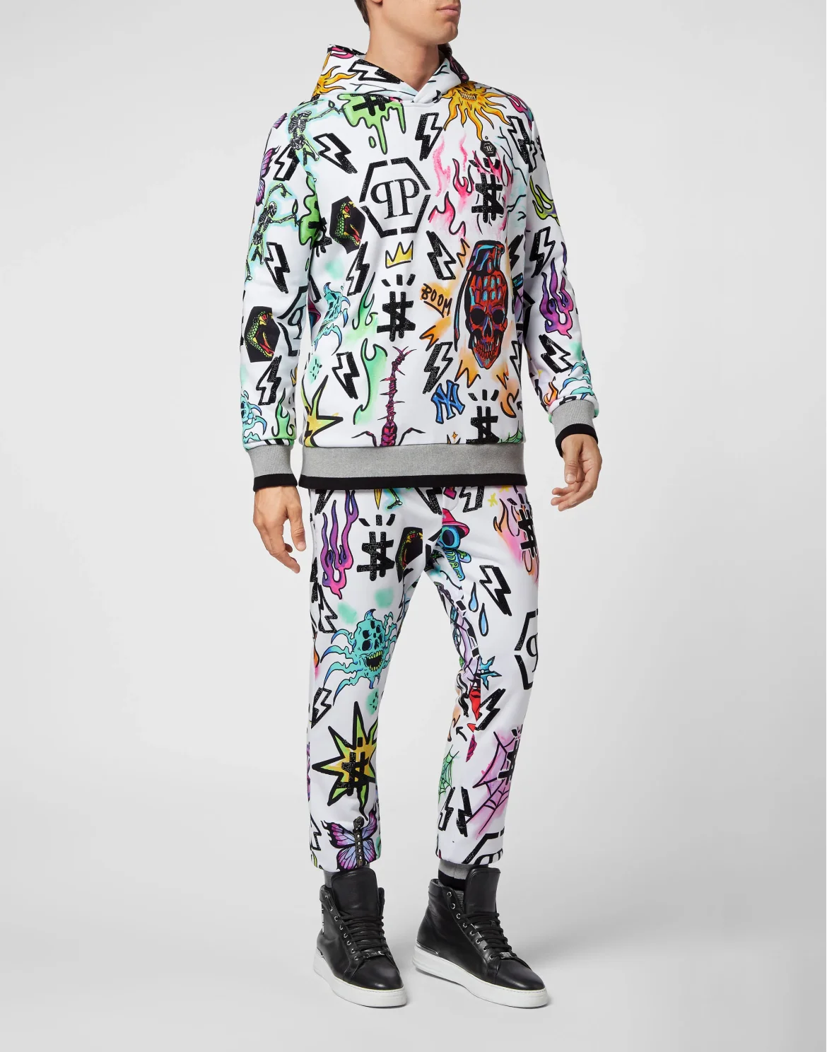 Double Hoodie sweatshirt Tattoo Monogram, цвет: Белый