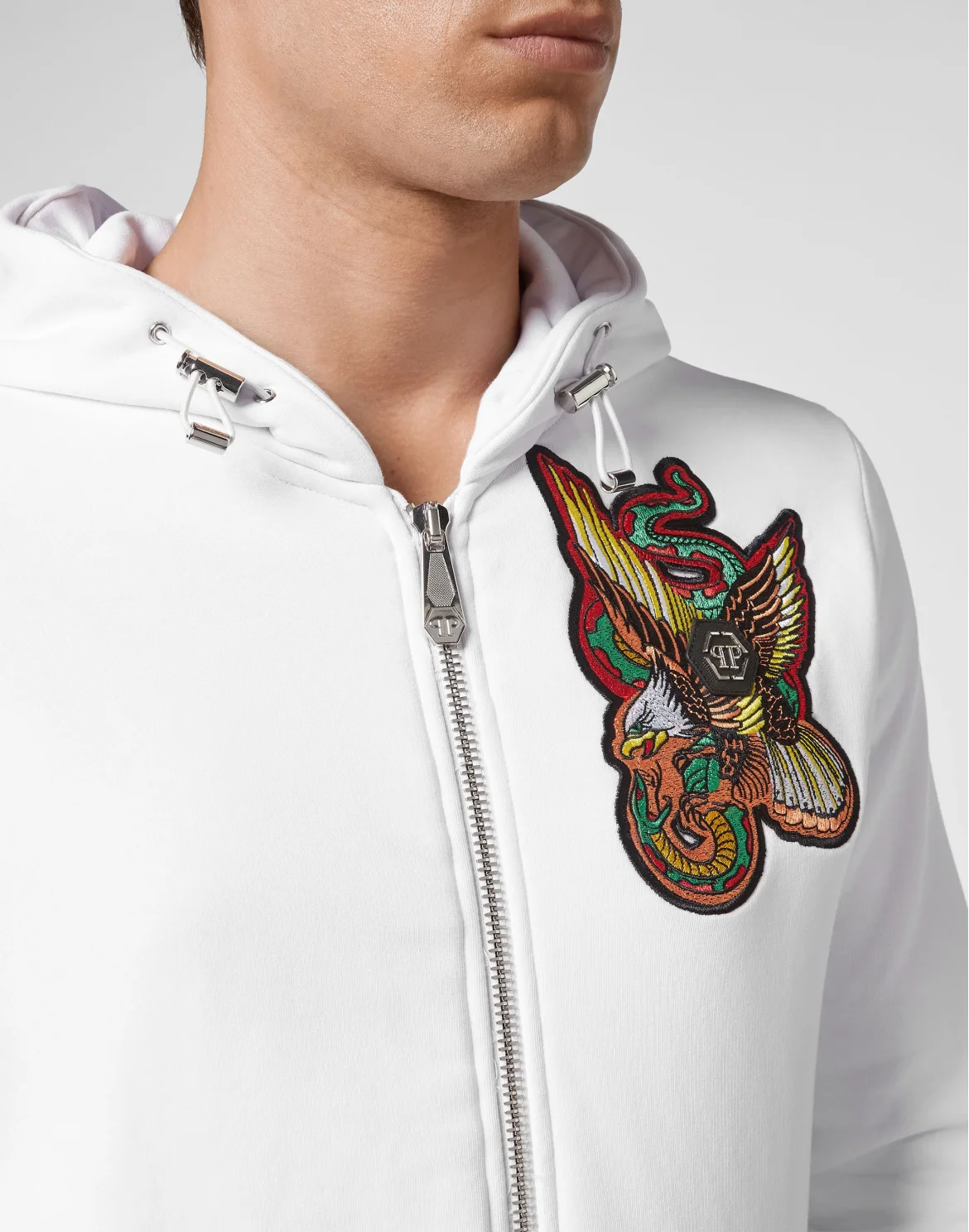 Hoodie Sweatjacket Full Zip Stones Gothic Plein, цвет: Белый