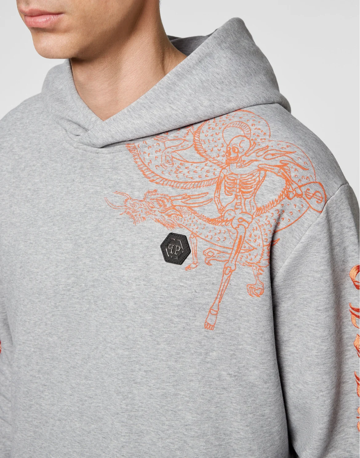 Hoodie sweatshirt Embroidery Gothic Plein, цвет: Серый
