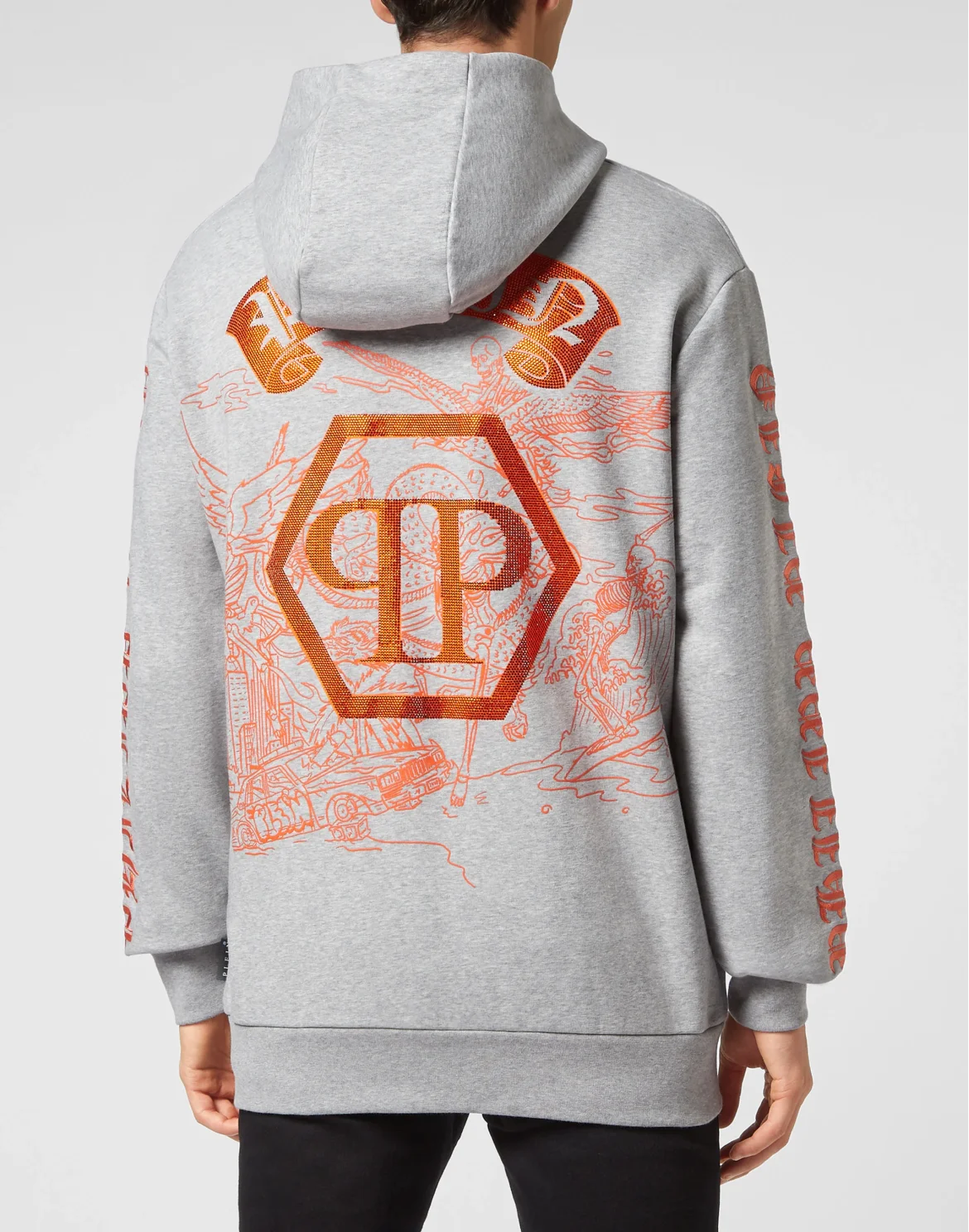 Hoodie sweatshirt Embroidery Gothic Plein, цвет: Серый