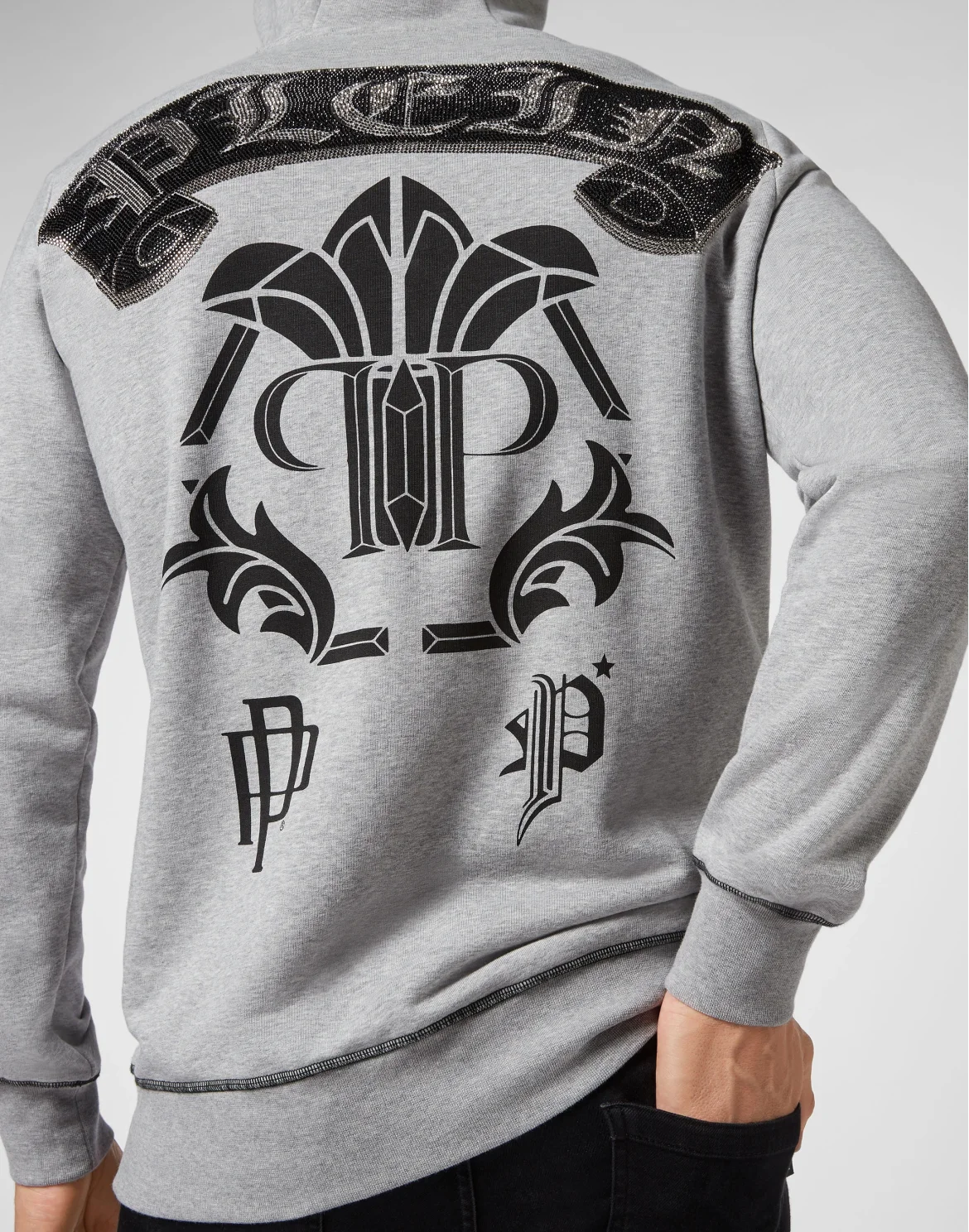 Hoodie sweatshirt Stones Gothic Plein, цвет: Серый