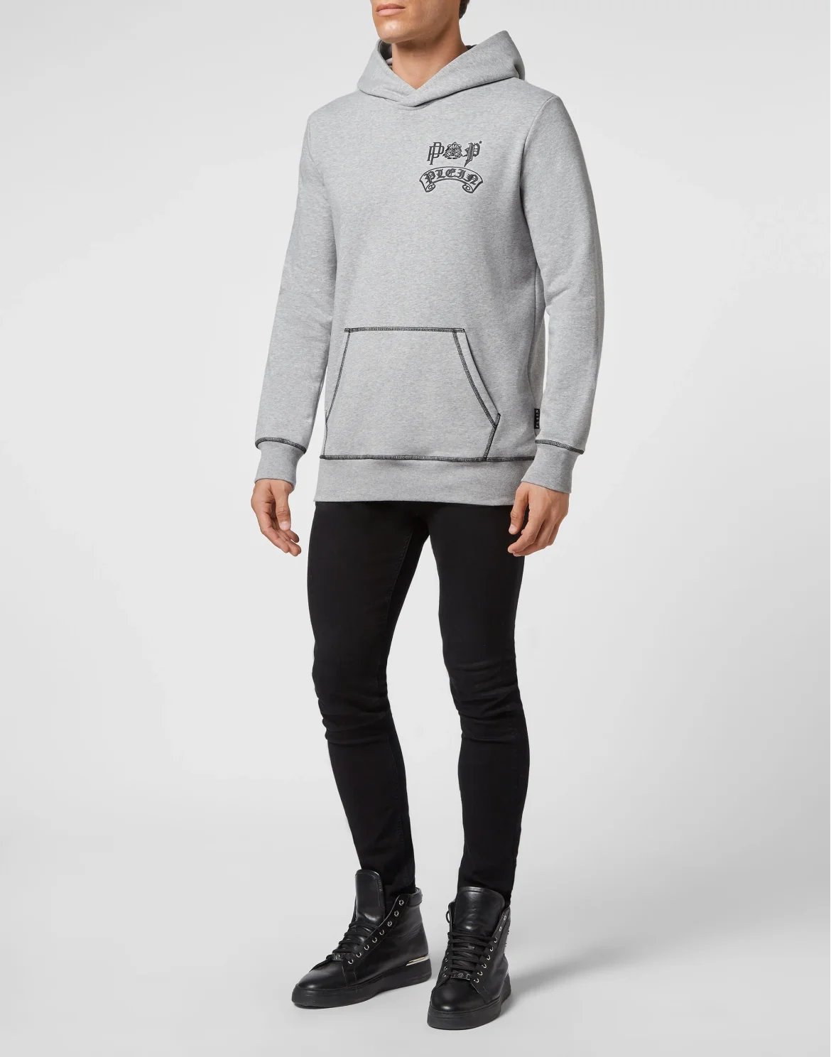 Hoodie sweatshirt Stones Gothic Plein, цвет: Серый