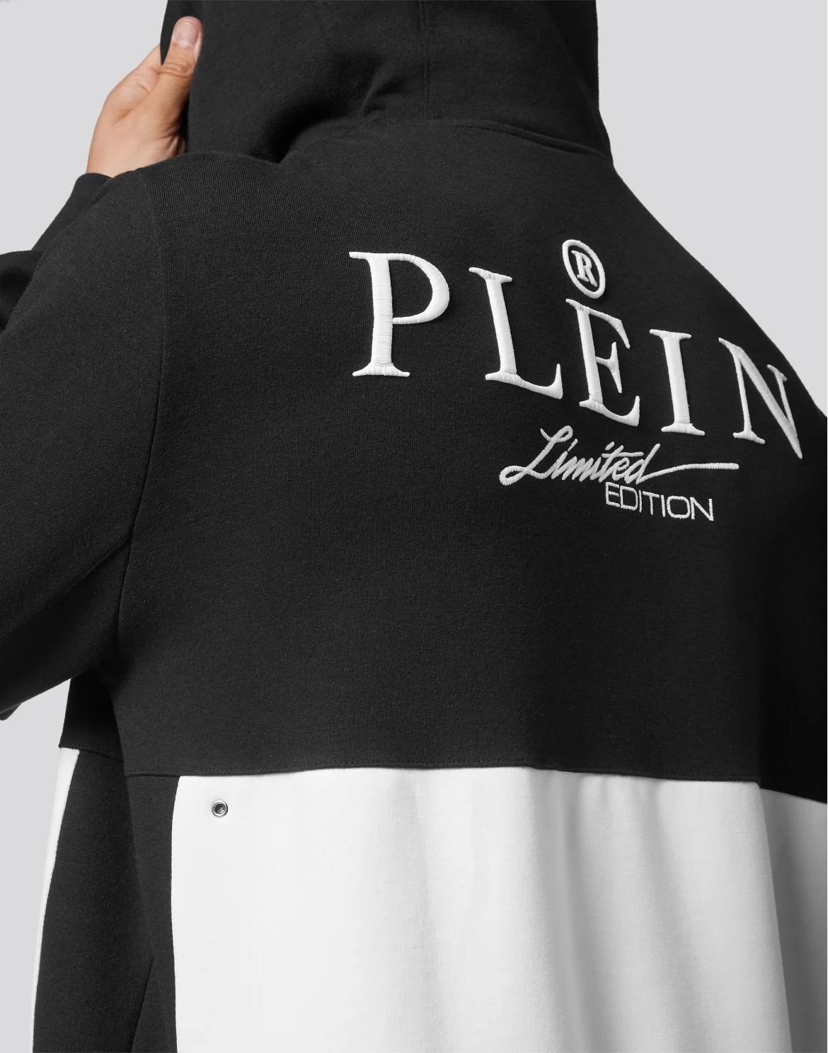 Double Hoodie sweatshirt Nylon Insert Iconic Plein, цвет: Черный