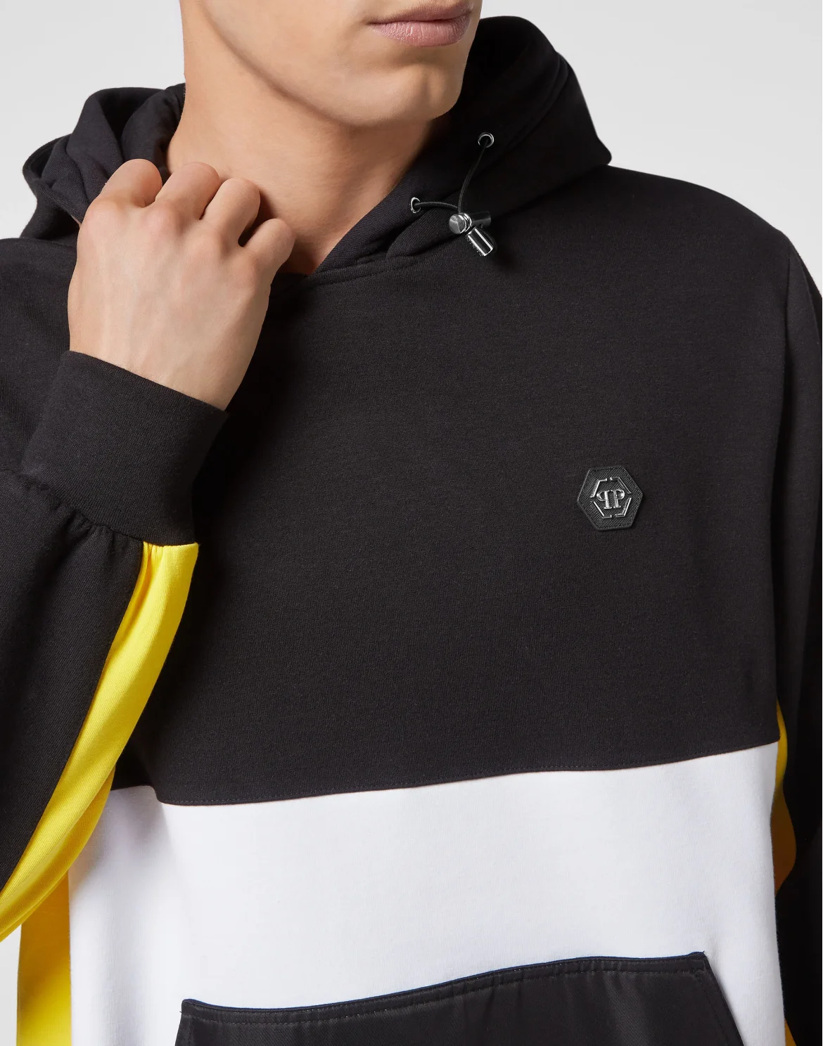 Double Hoodie sweatshirt Nylon Insert Iconic Plein, цвет: Желтый