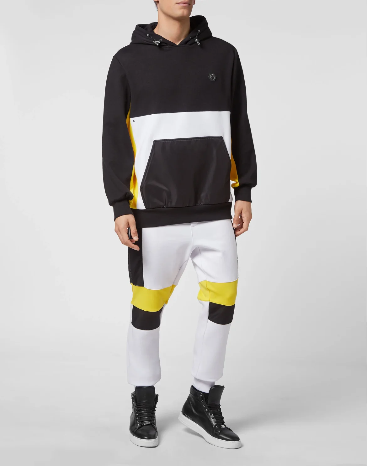 Double Hoodie sweatshirt Nylon Insert Iconic Plein, цвет: Желтый