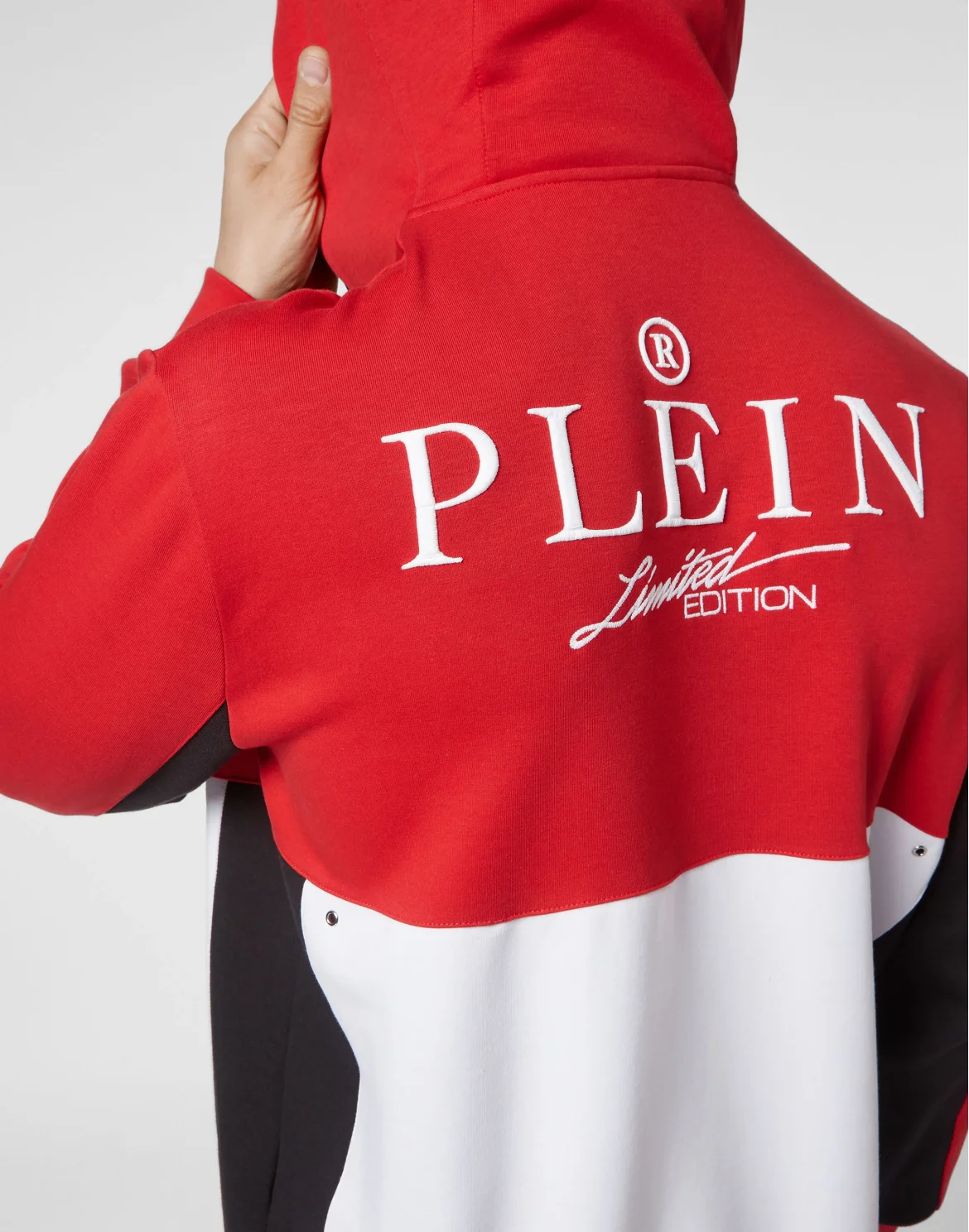 Double Hoodie sweatshirt Nylon Insert Iconic Plein, цвет: Красный
