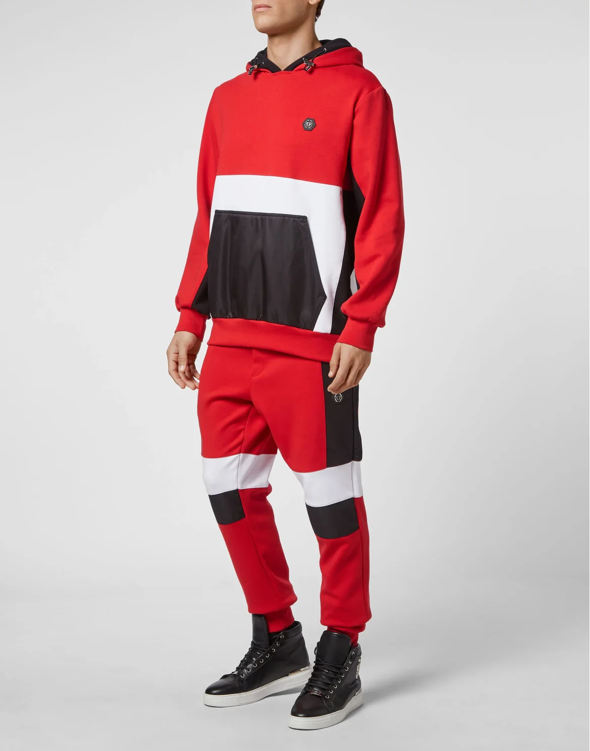 Double Hoodie sweatshirt Nylon Insert Iconic Plein, цвет: Красный