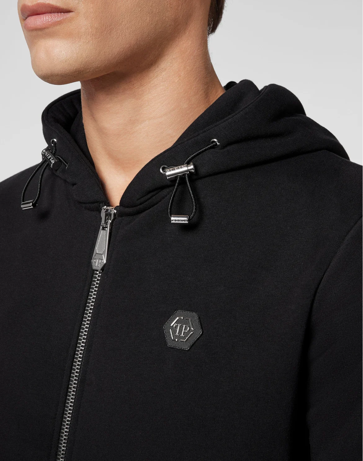 Hoodie Sweatjacket Full Zip Stones Skull and Plein, цвет: Черный
