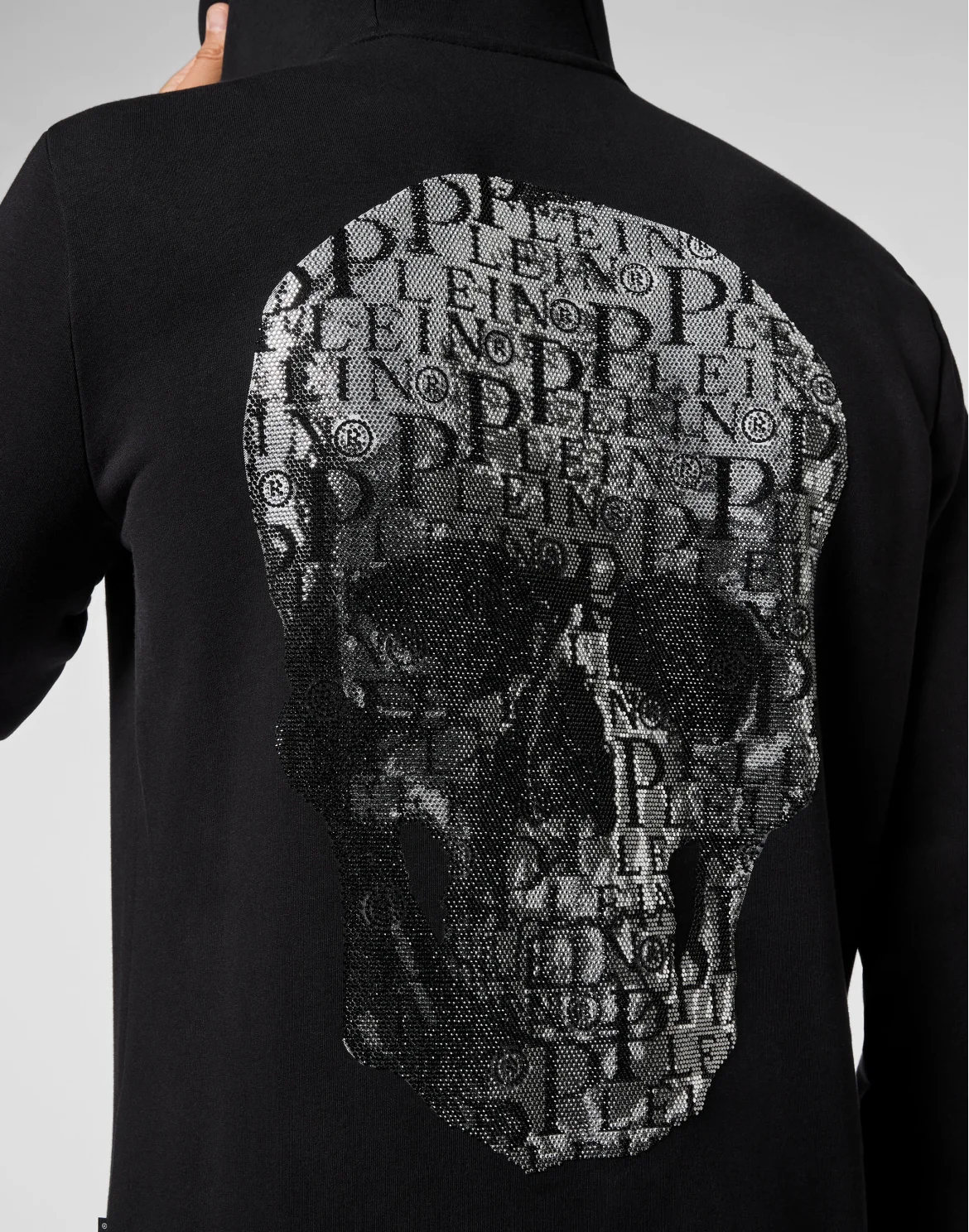 Hoodie Sweatjacket Full Zip Stones Skull and Plein, цвет: Черный