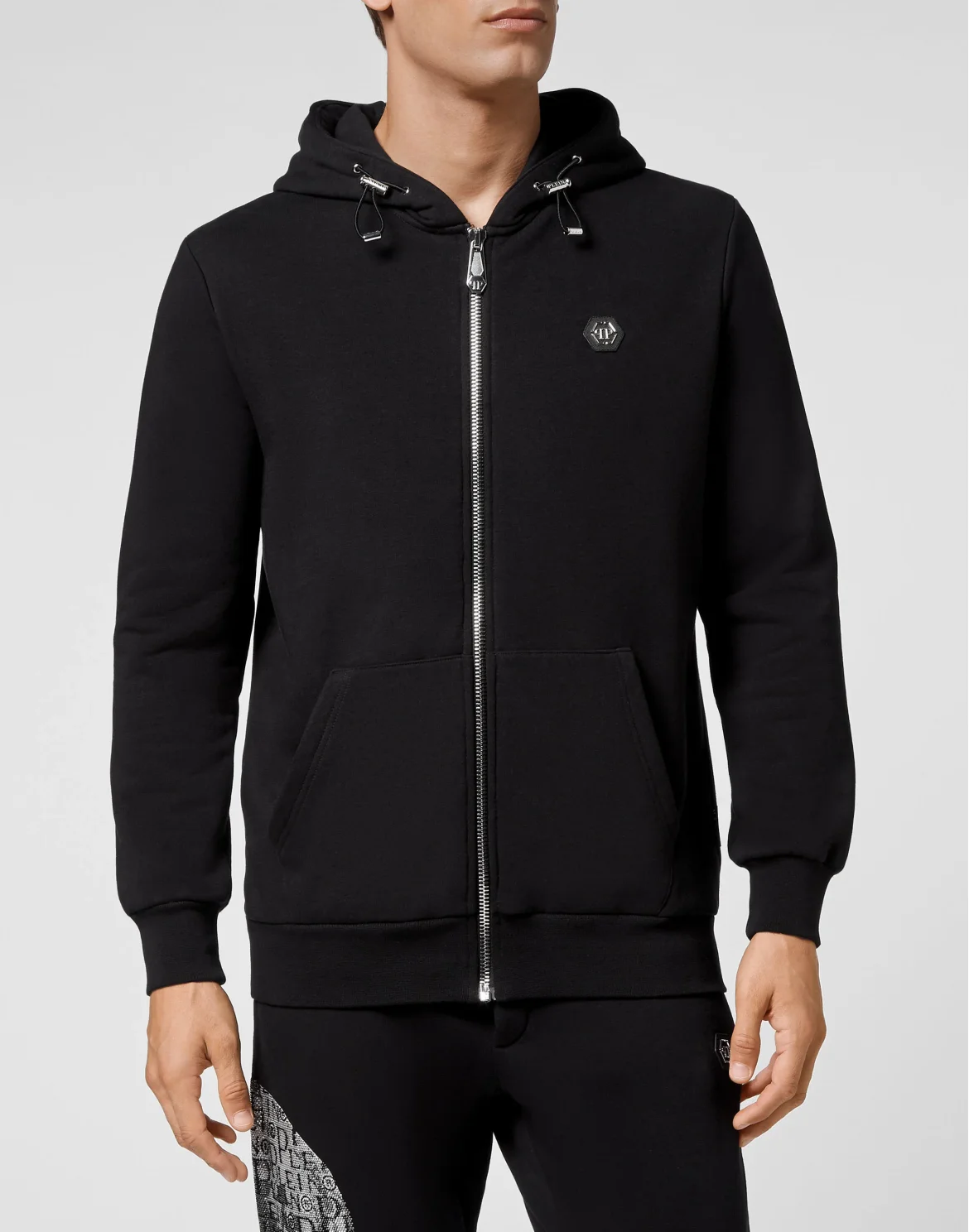 Hoodie Sweatjacket Full Zip Stones Skull and Plein, цвет: Черный