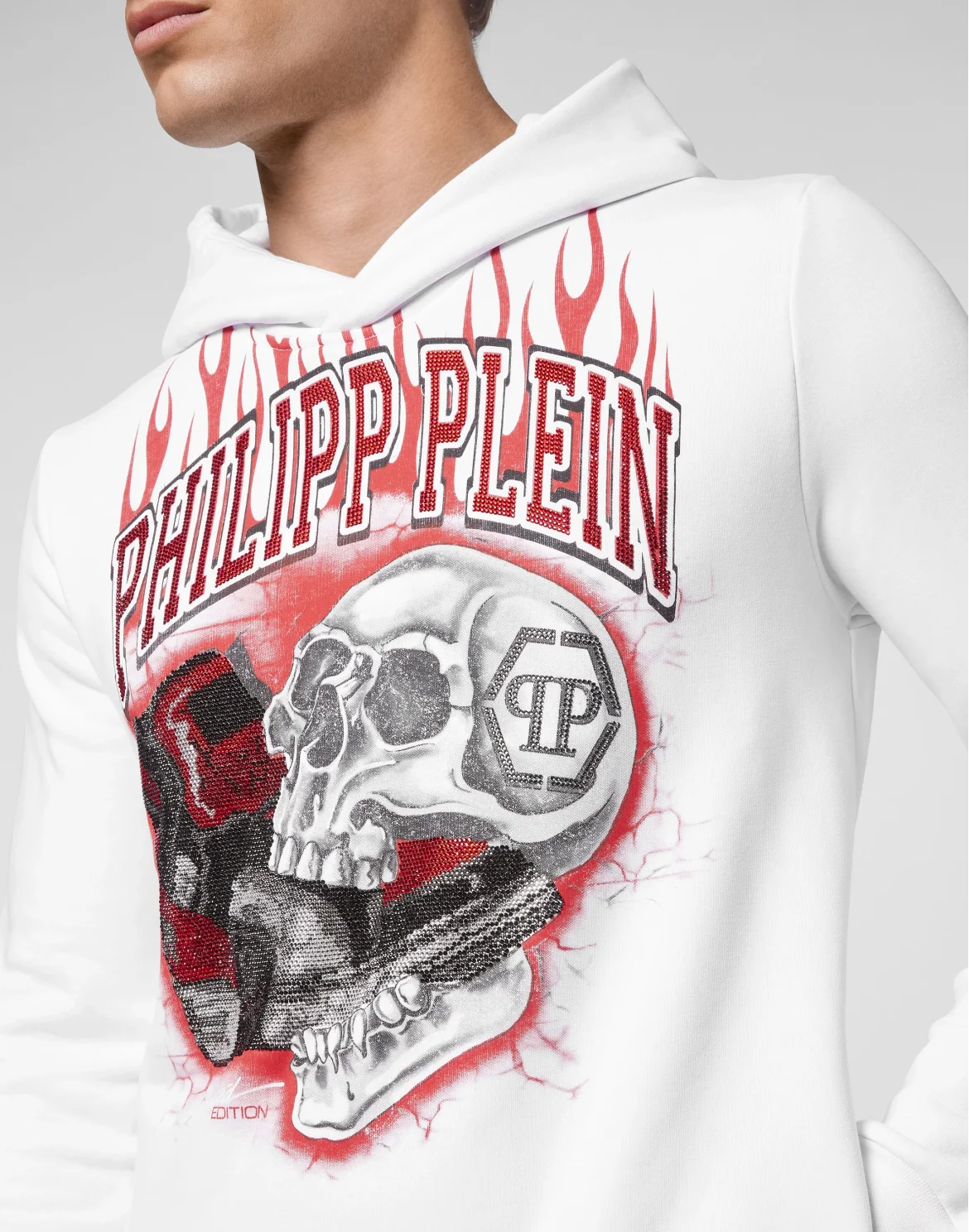 Hoodie sweatshirt Skull on fire, цвет: Белый