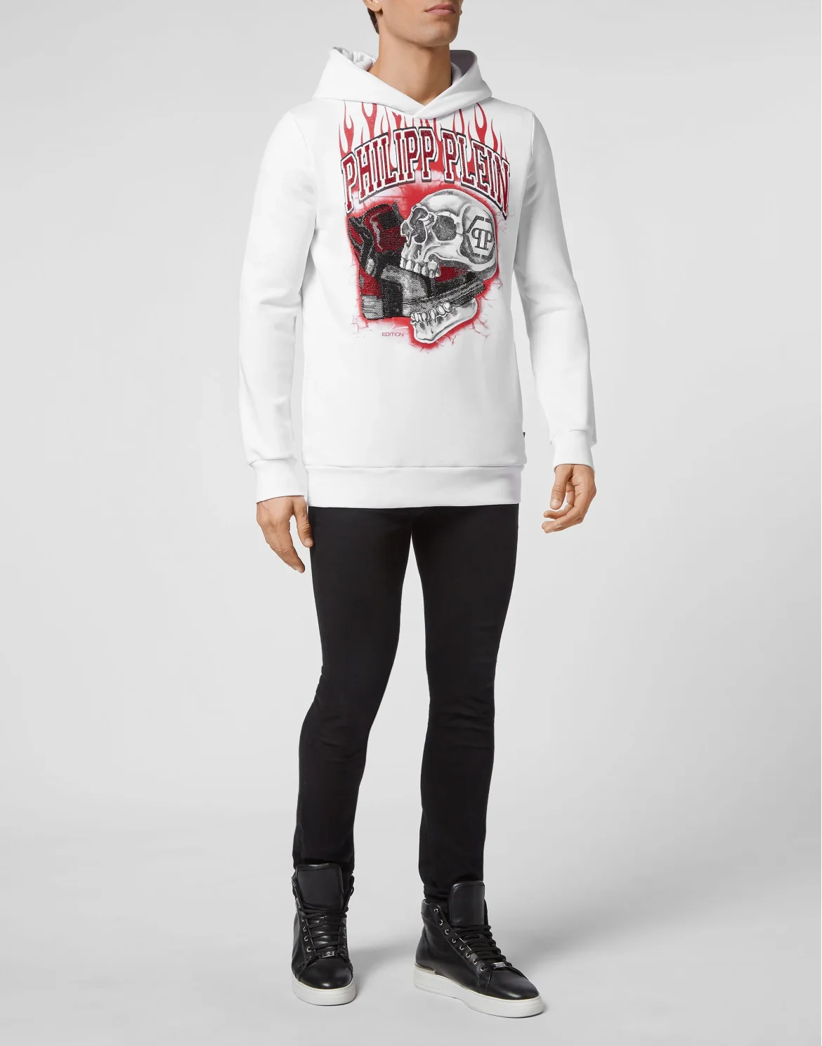 Hoodie sweatshirt Skull on fire, цвет: Белый