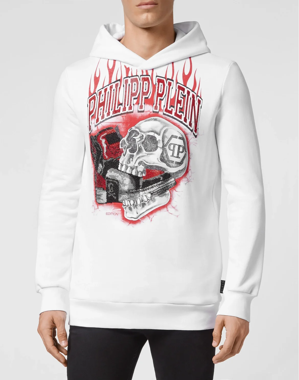 Hoodie sweatshirt Skull on fire, цвет: Белый