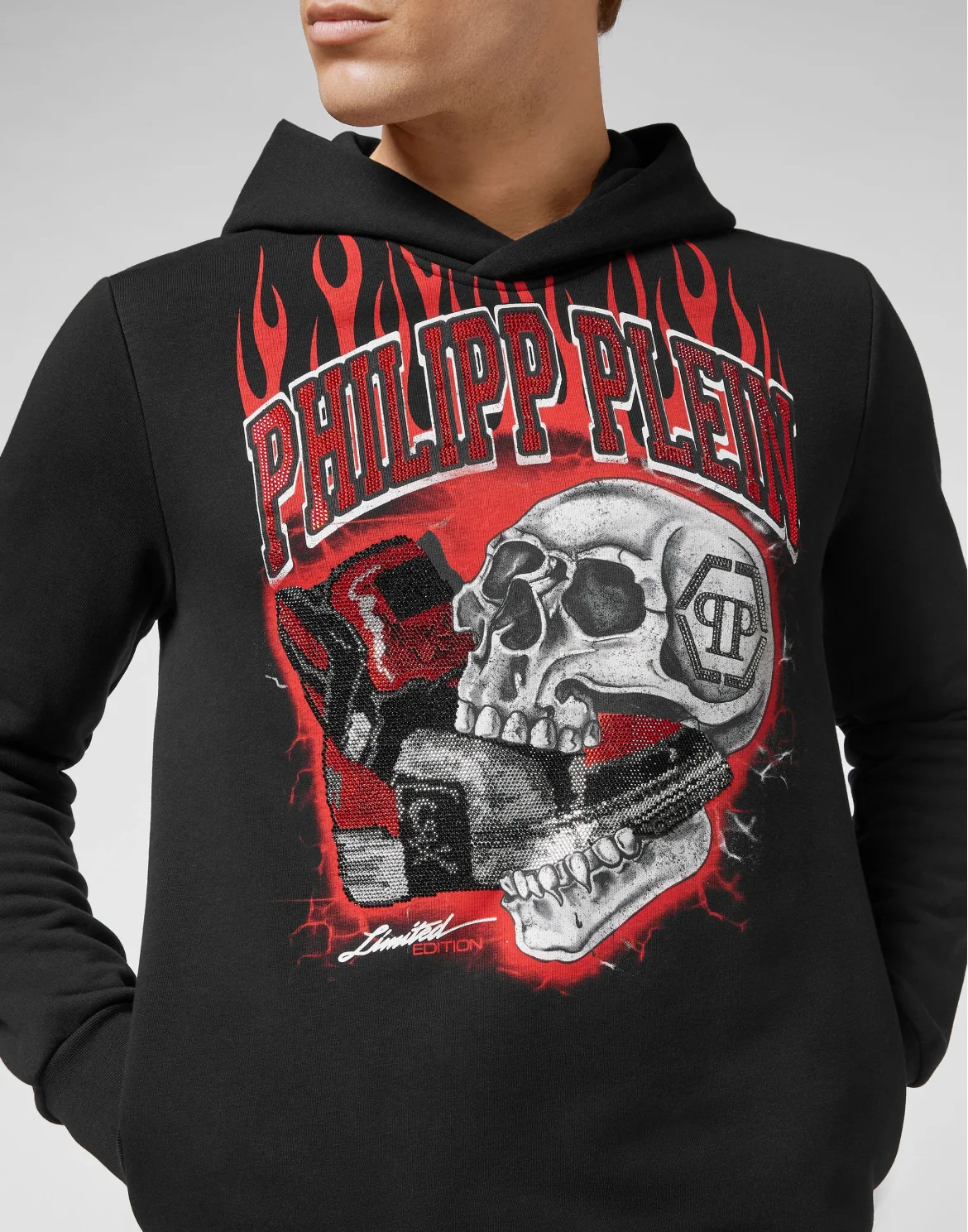 Hoodie sweatshirt Skull on fire, цвет: Черный
