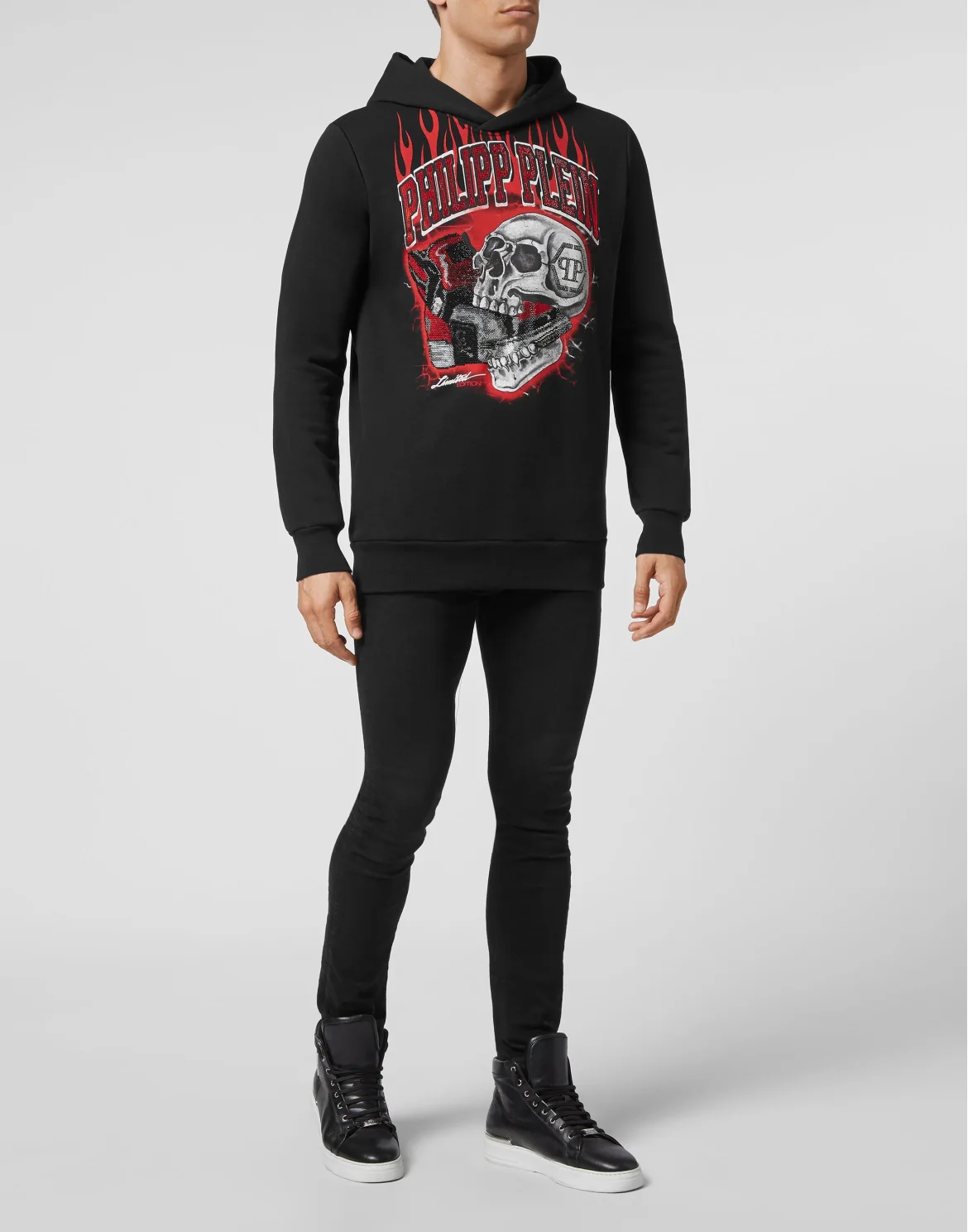 Hoodie sweatshirt Skull on fire, цвет: Черный