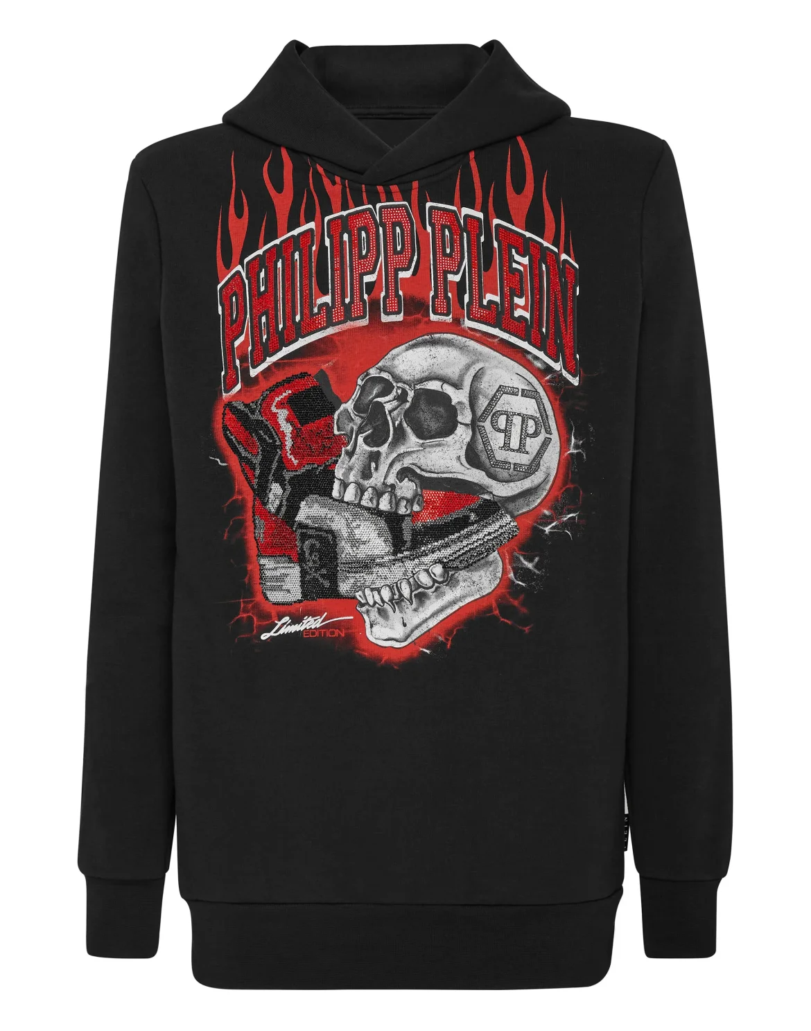 Hoodie sweatshirt Skull on fire, цвет: Черный