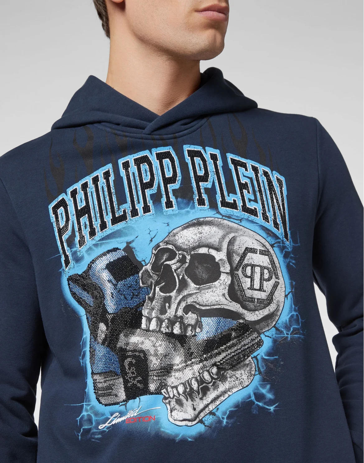 Hoodie sweatshirt Skull on fire, цвет: Синий