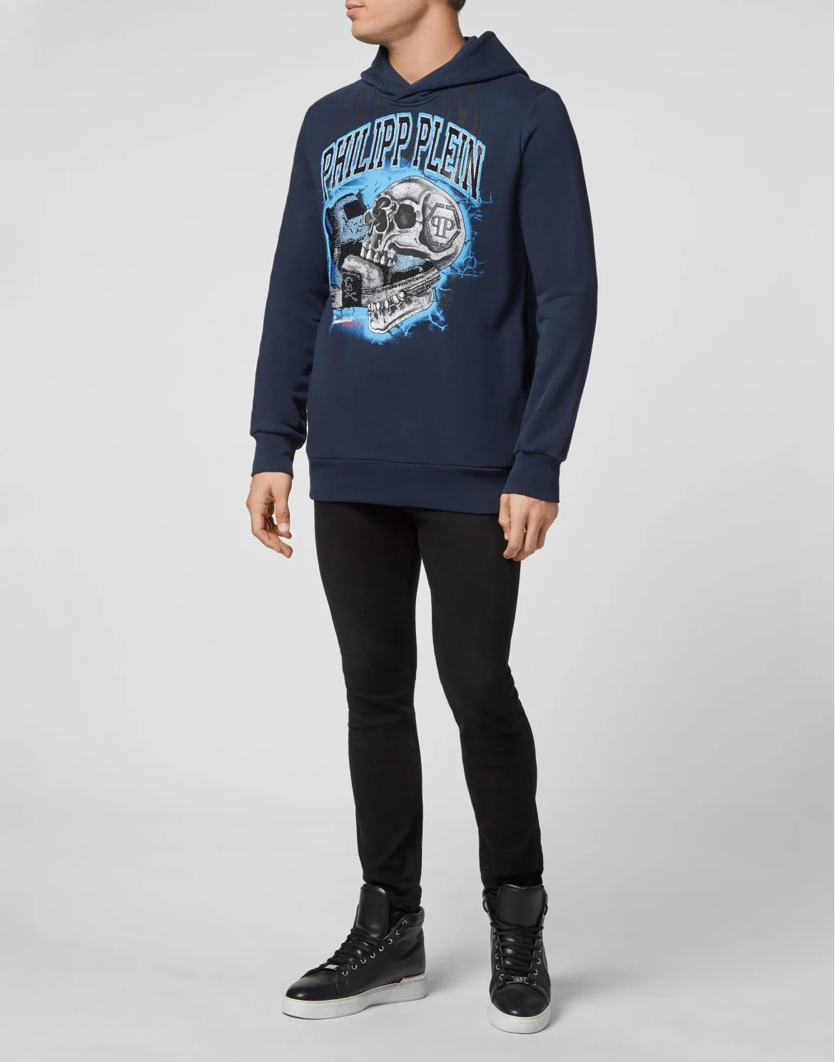 Hoodie sweatshirt Skull on fire, цвет: Синий