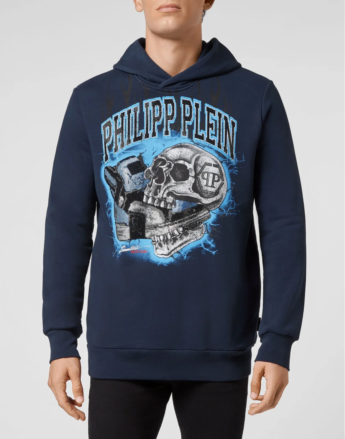 Hoodie sweatshirt Skull on fire, цвет: Синий