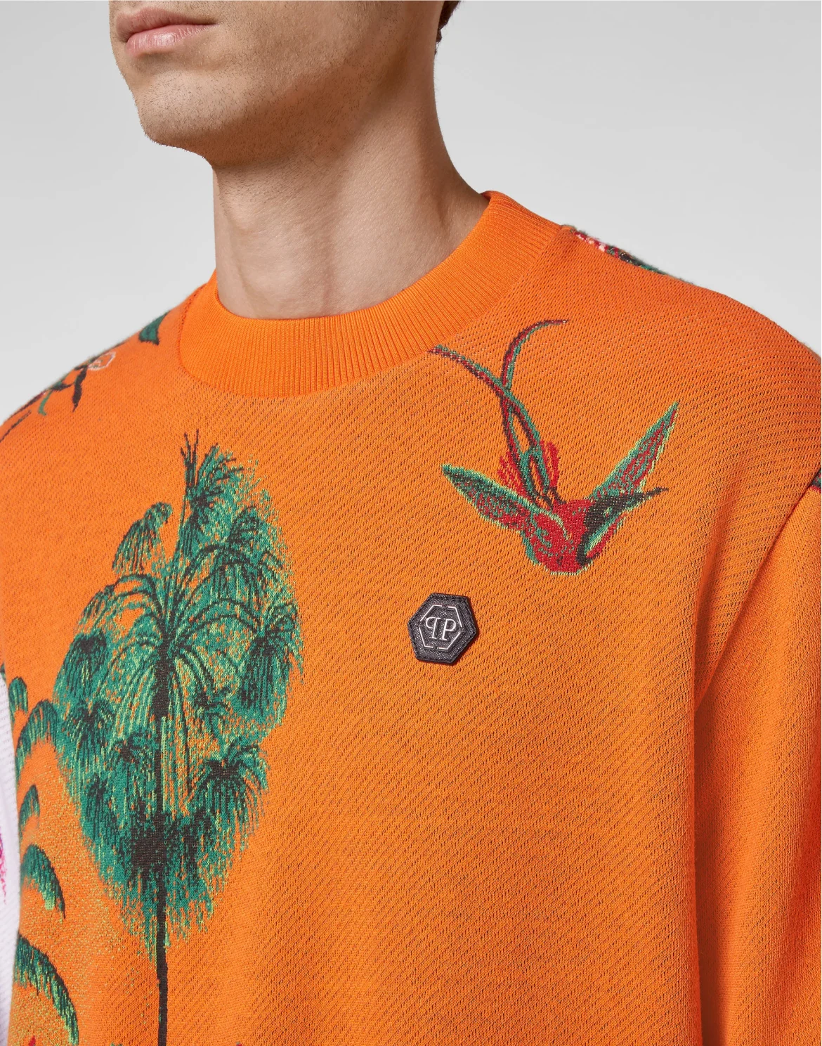 Sweatshirt Round Neck LS Flowers, цвет: Оранжевый