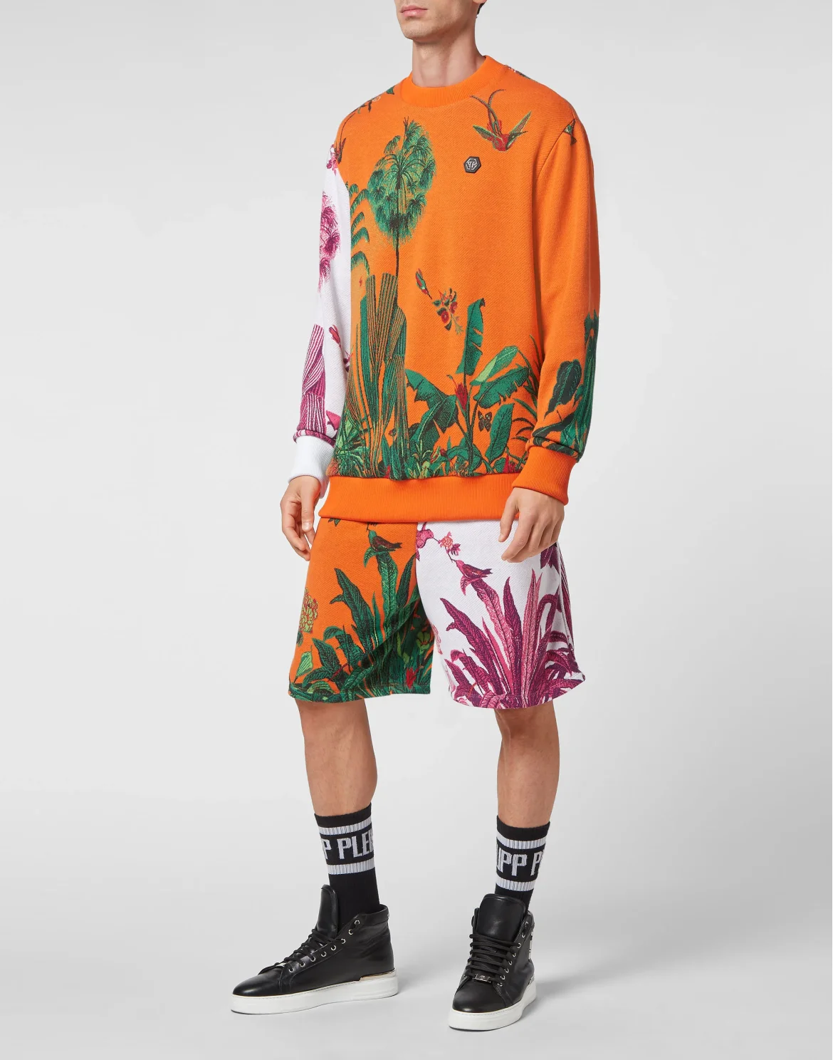 Sweatshirt Round Neck LS Flowers, цвет: Оранжевый