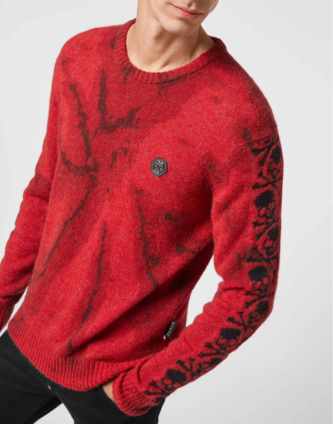 Wool Alpaca Pullover Round Neck LS Bleached Skull, цвет: Оранжевый