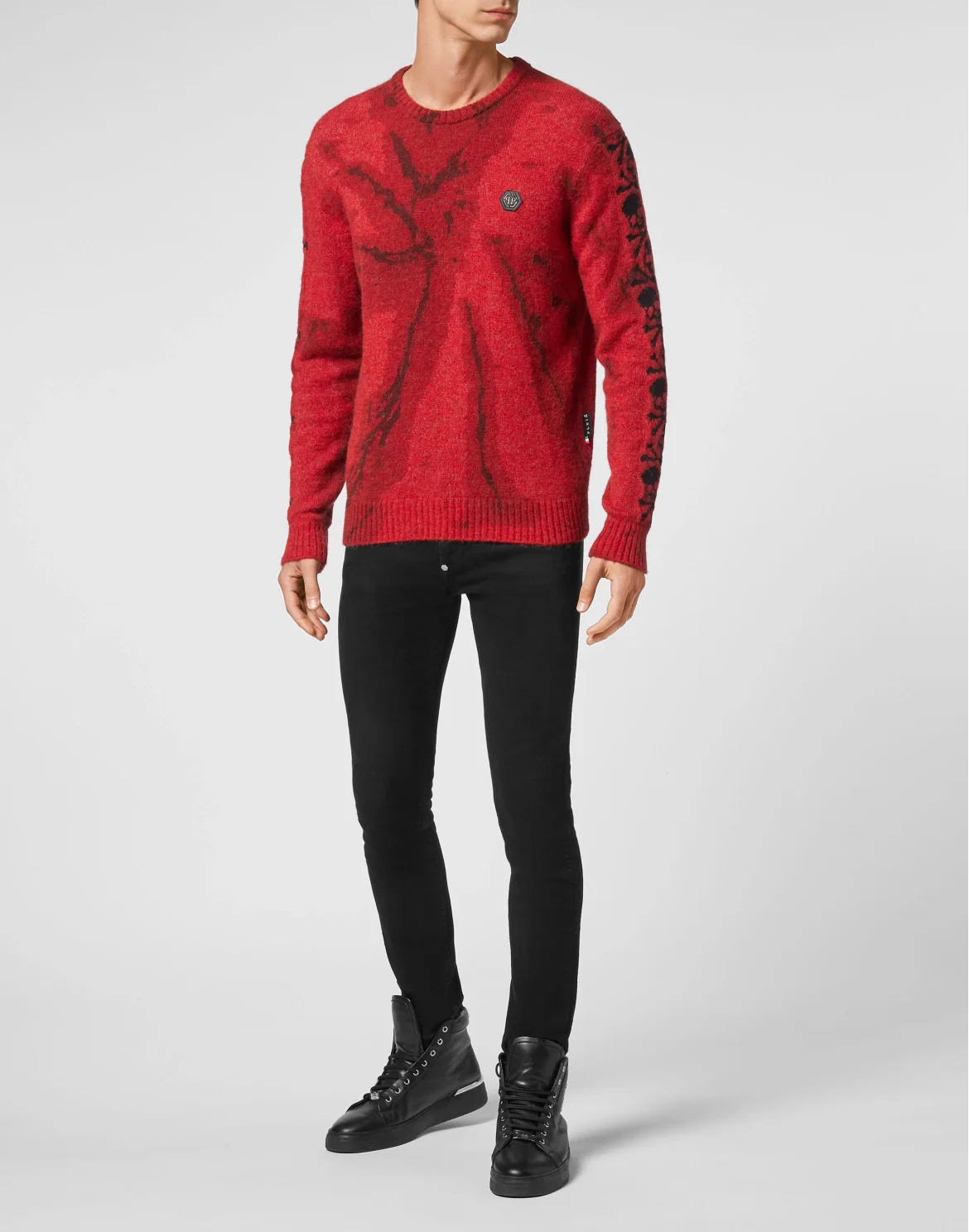 Wool Alpaca Pullover Round Neck LS Bleached Skull, цвет: Оранжевый