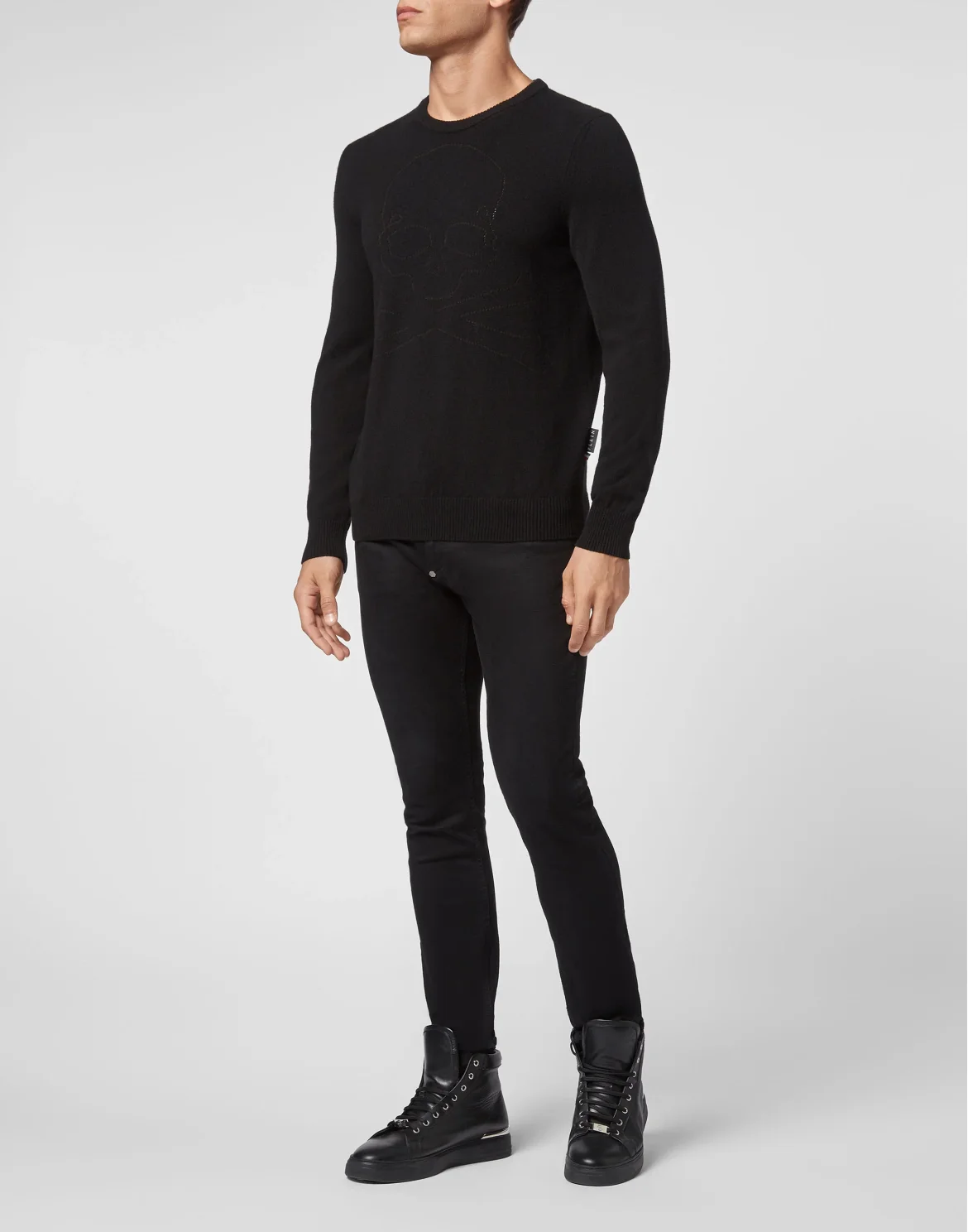 Cashmere Pullover Round Neck LS Skull and Plein, цвет: Черный