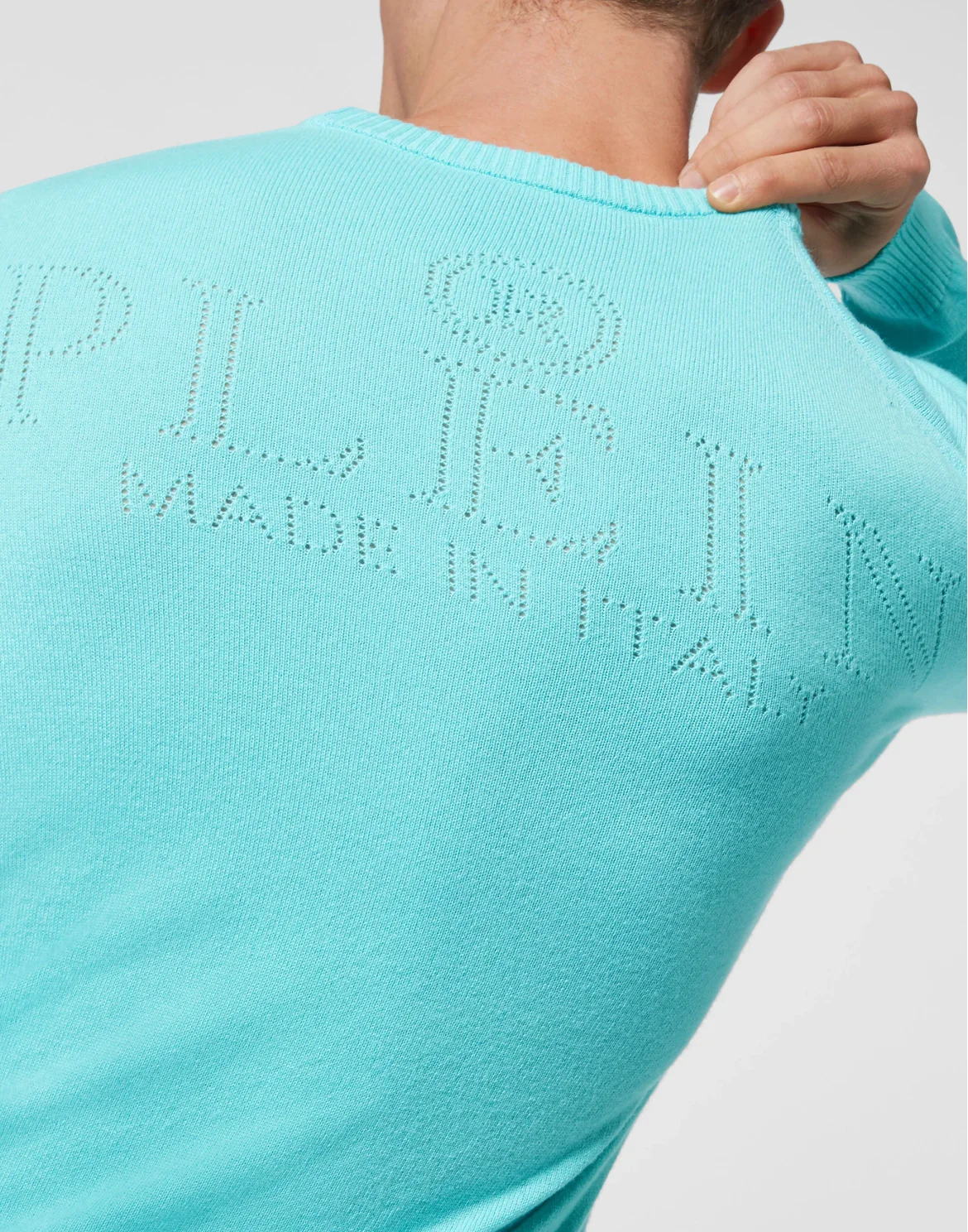 Cashmere Pullover Round Neck LS Skull and Plein, цвет: Голубой