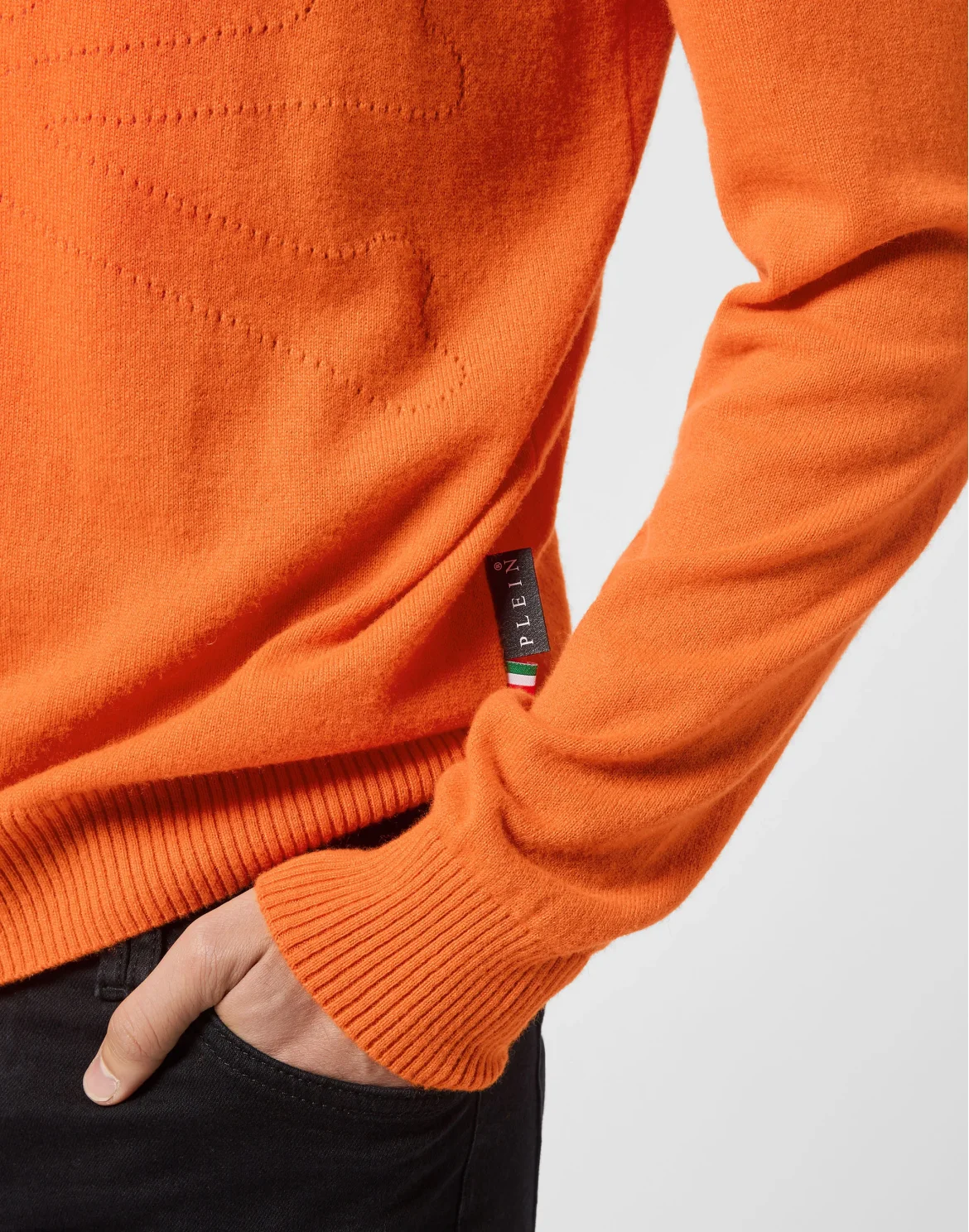 Cashmere Pullover Round Neck LS Skull and Plein, цвет: Оранжевый