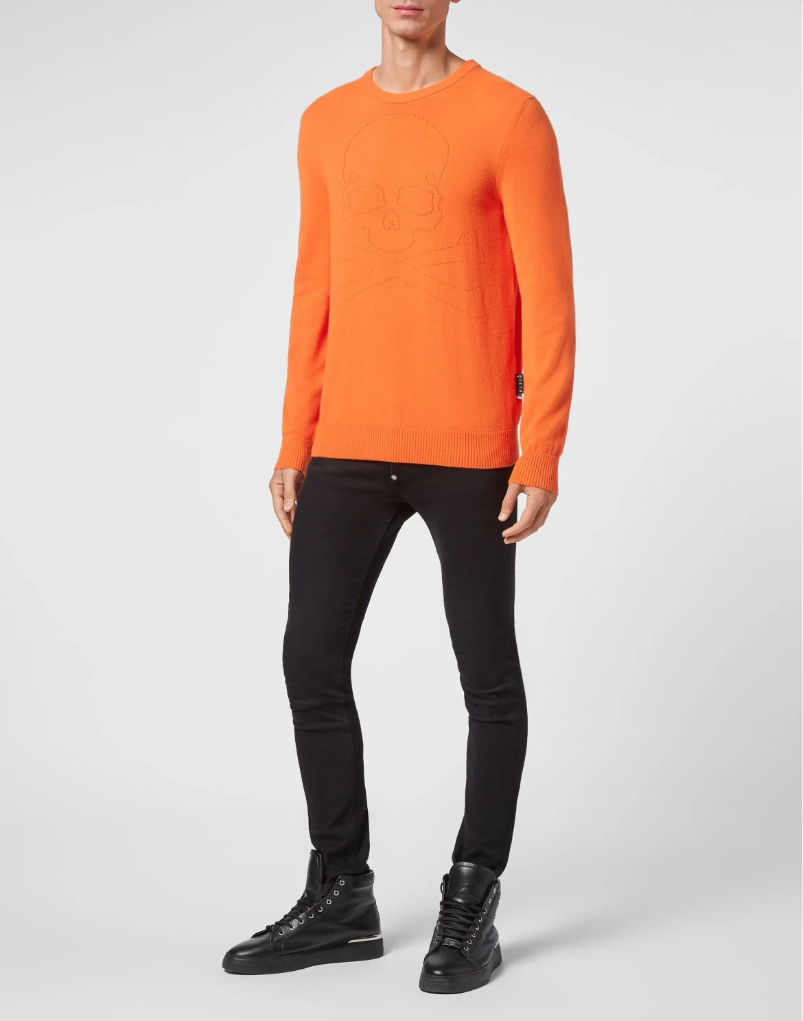 Cashmere Pullover Round Neck LS Skull and Plein, цвет: Оранжевый