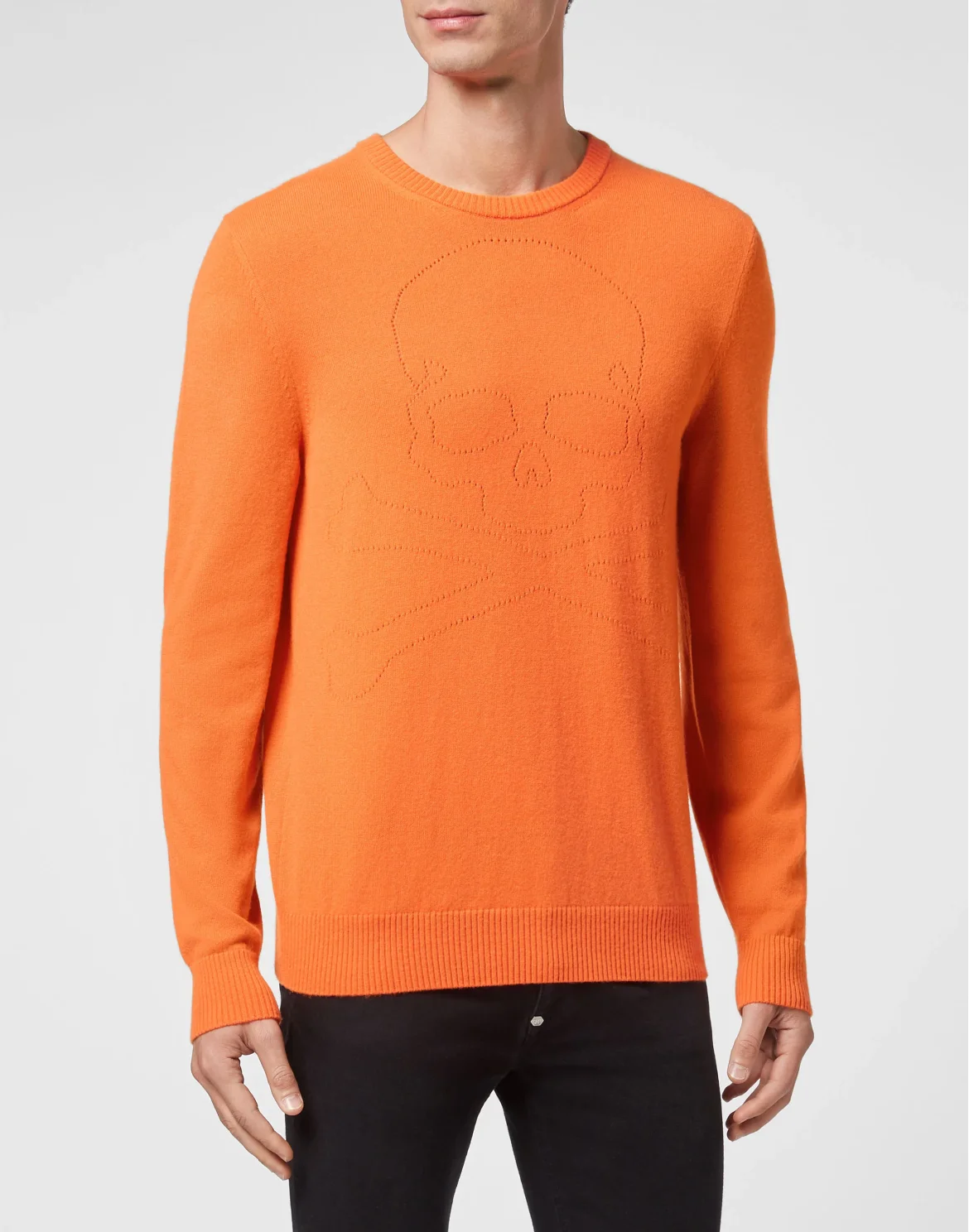 Cashmere Pullover Round Neck LS Skull and Plein, цвет: Оранжевый