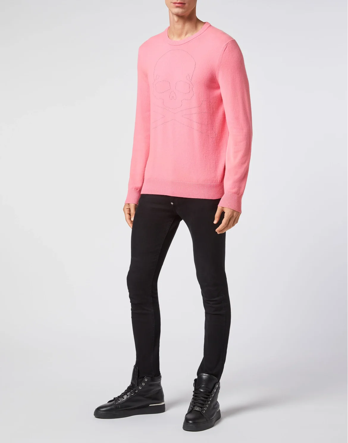 Cashmere Pullover Round Neck LS Skull and Plein, цвет: Розовый