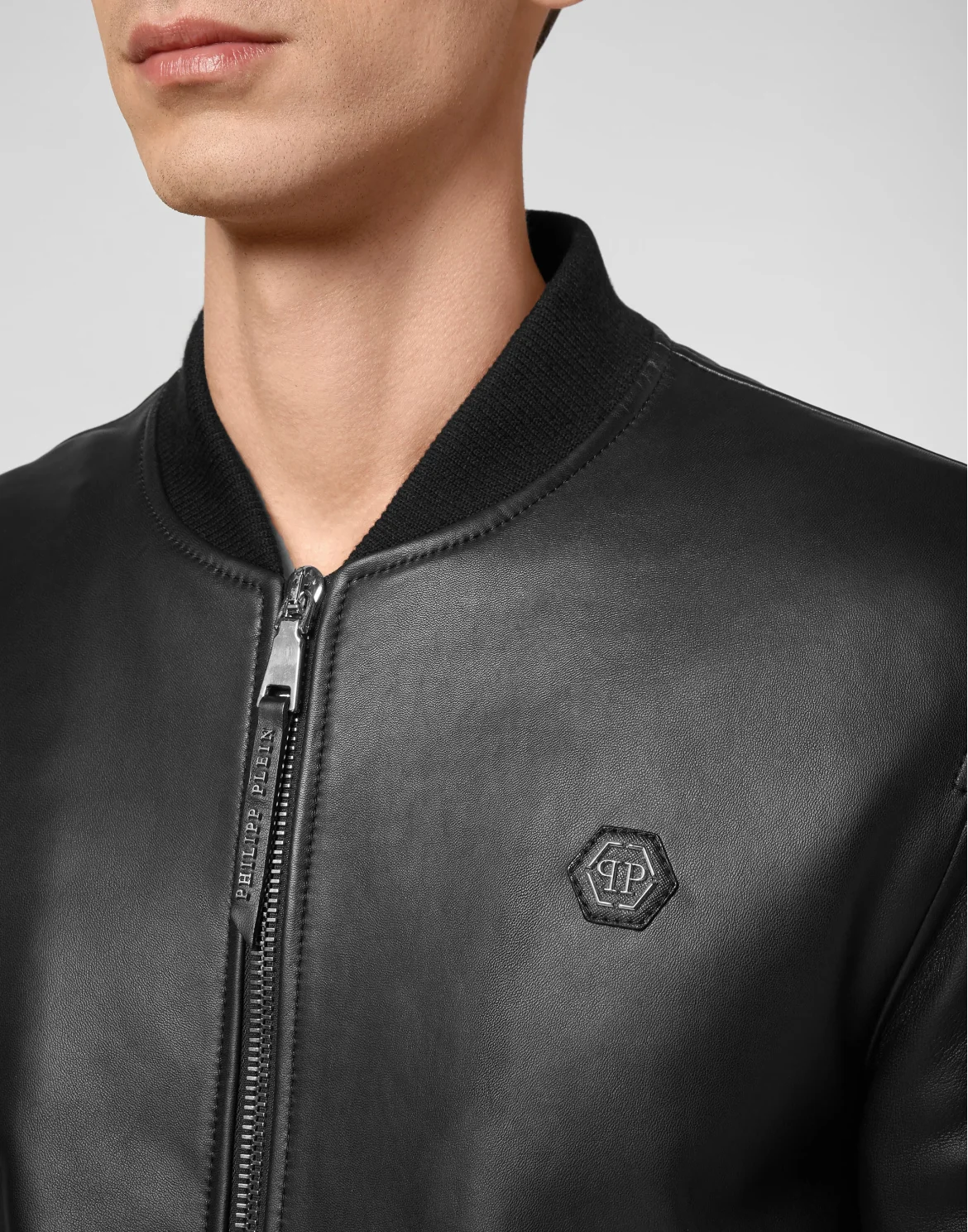Leather Bomber Iconic Plein, цвет: Черный